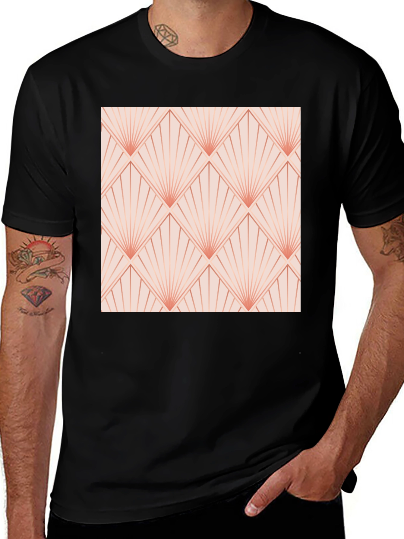 Variant 28 of Retro Deco Fan Pattern T-Shirt