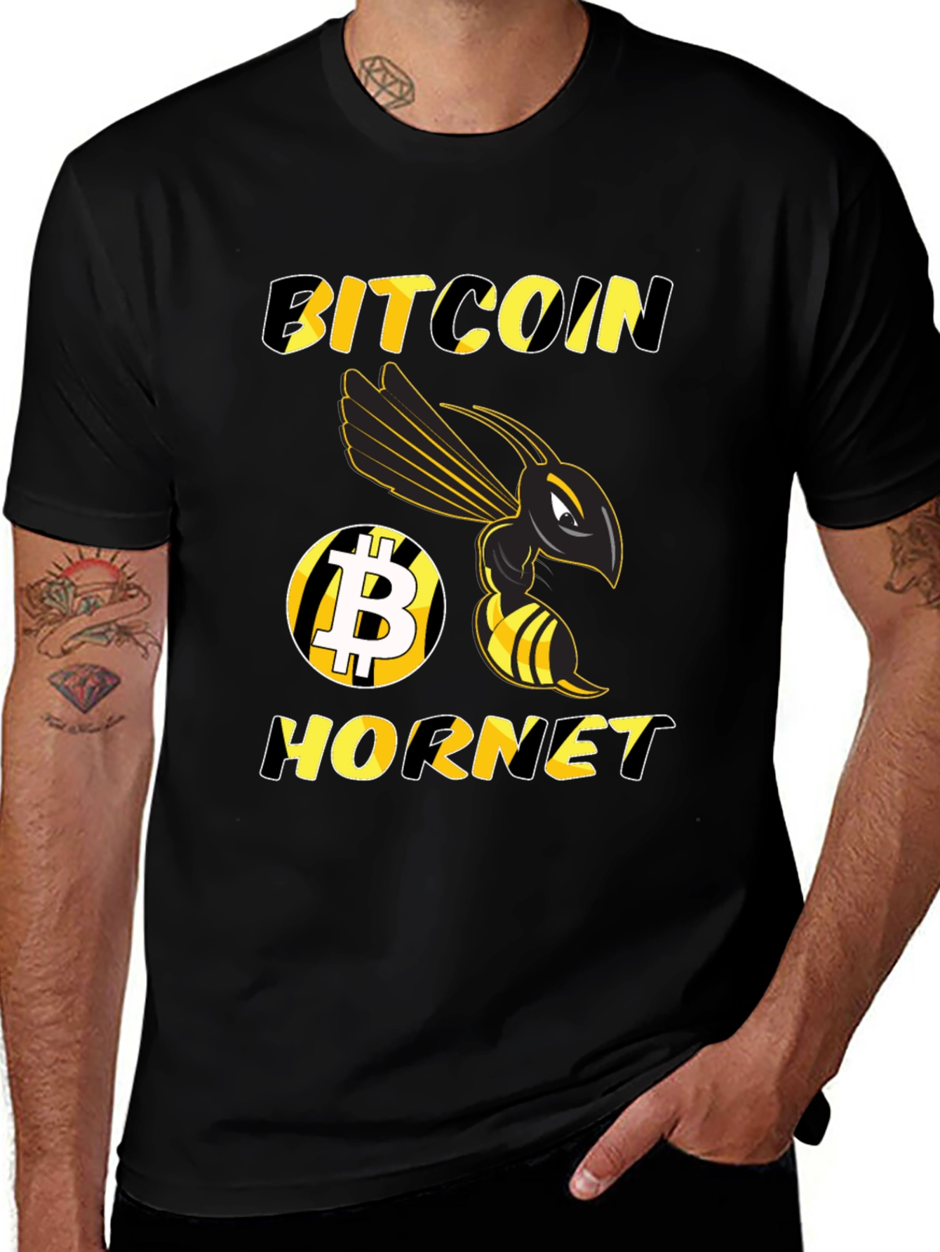 Bitcoin Hornet Graphic Tee - Crypto Enthusiast T-Shirt