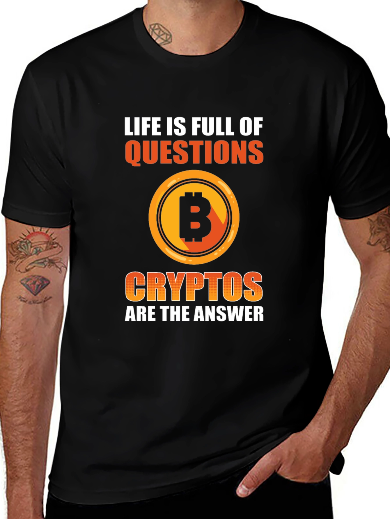 Variant 5 of Crypto Bitcoin T-Shirt - Life Questions, Crypto Answer