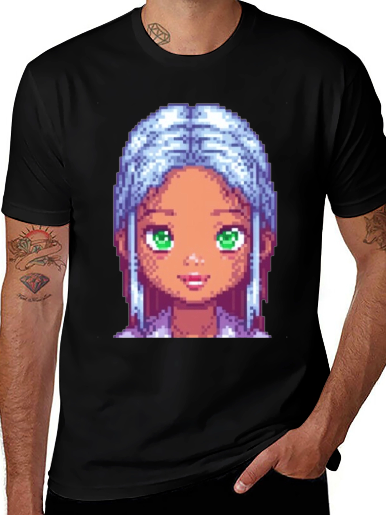 Stardew Valley Abigail Pixel Art Black T-Shirt