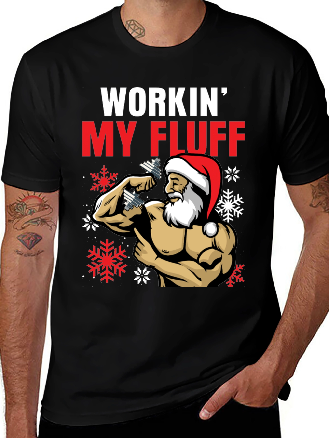 Variant 25 of Workin' My Fluff Santa Muscle T-Shirt