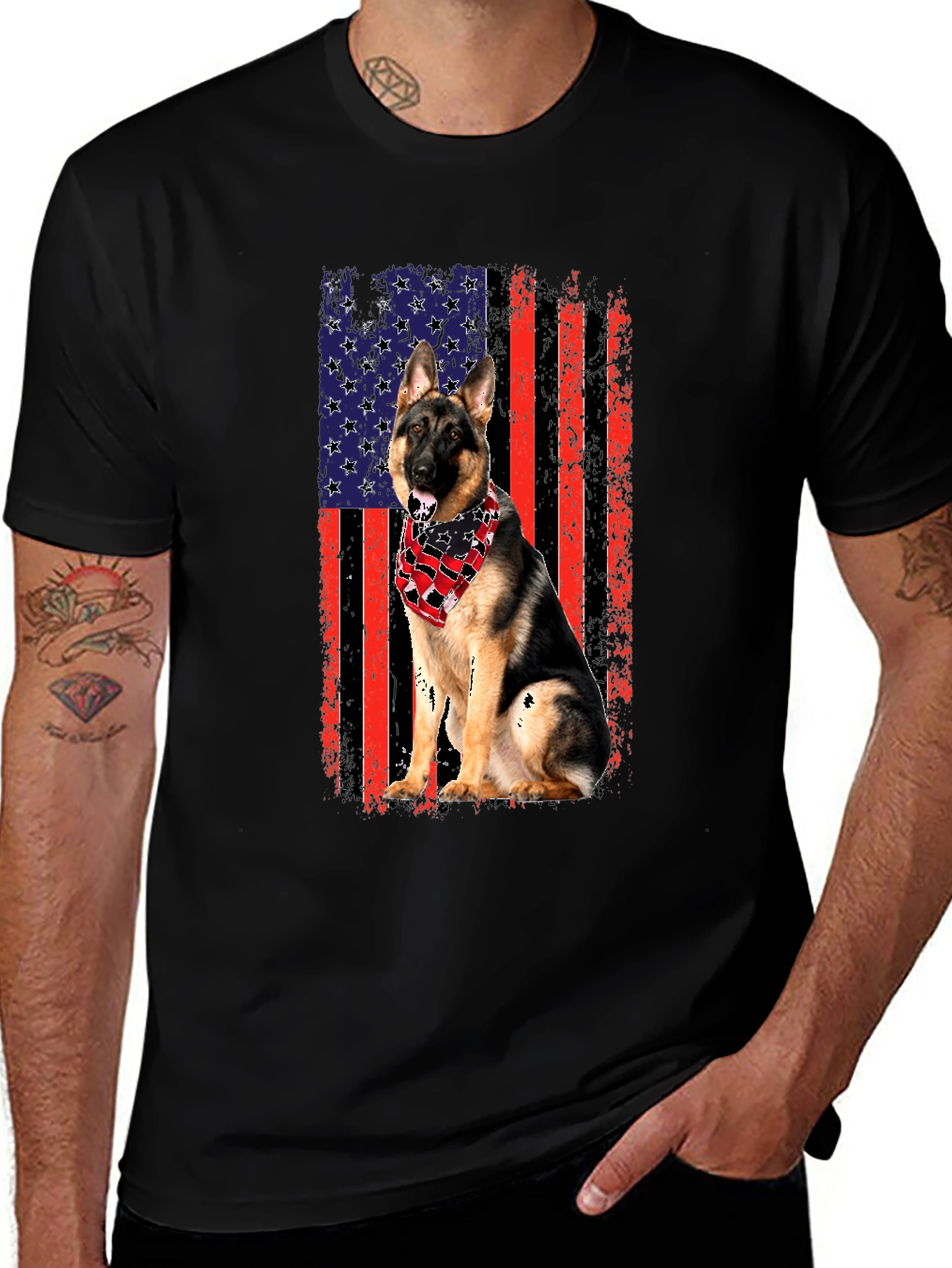 Patriotic German Shepherd USA Flag T-Shirt
