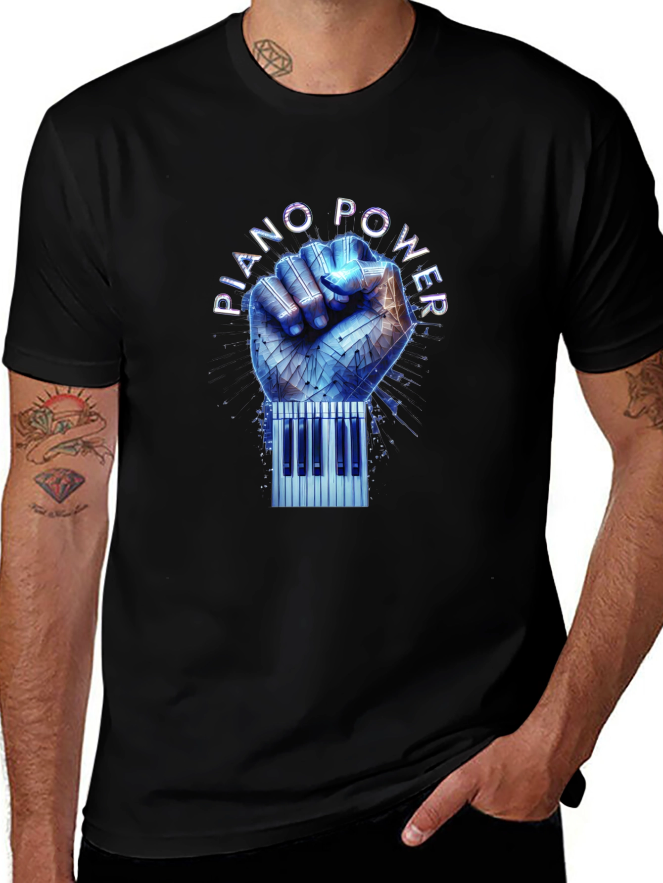 Variant 25 of Piano Power T-Shirt - Musical Fist Design