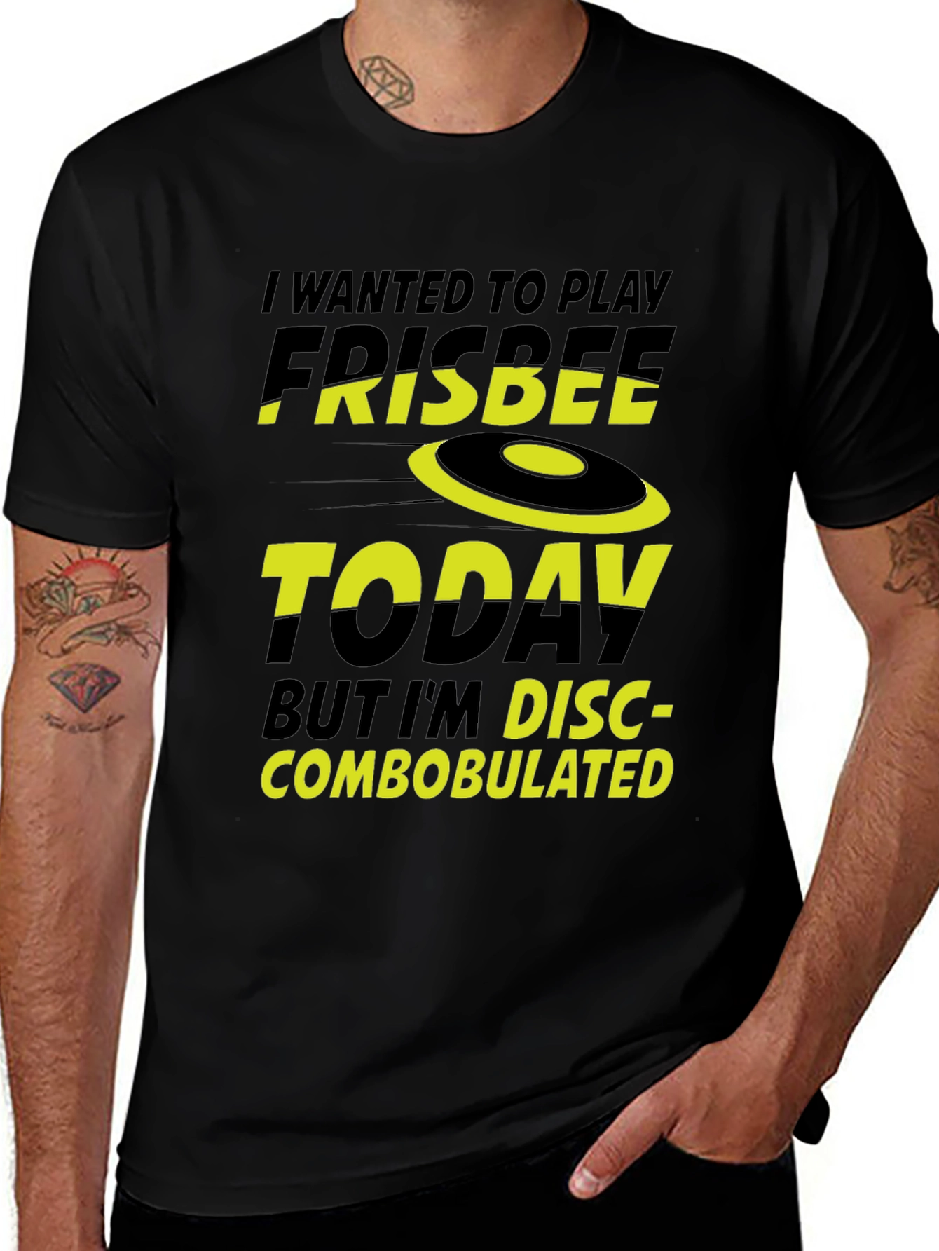 Variant 21 of Funny Frisbee T-Shirt - Disc-combobulated