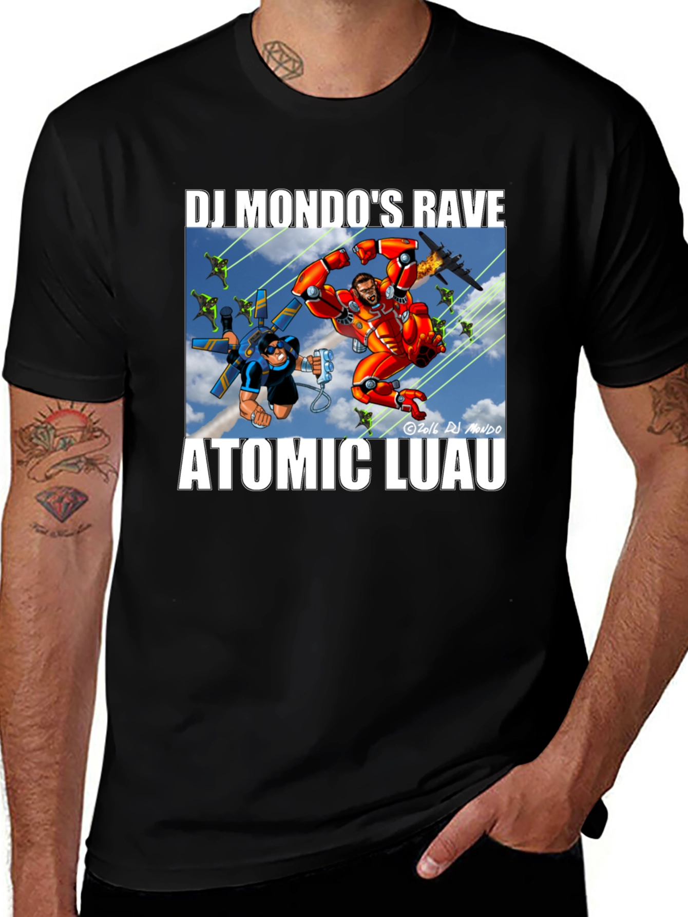 DJ Mondo's Rave Atomic Luau Black T-Shirt