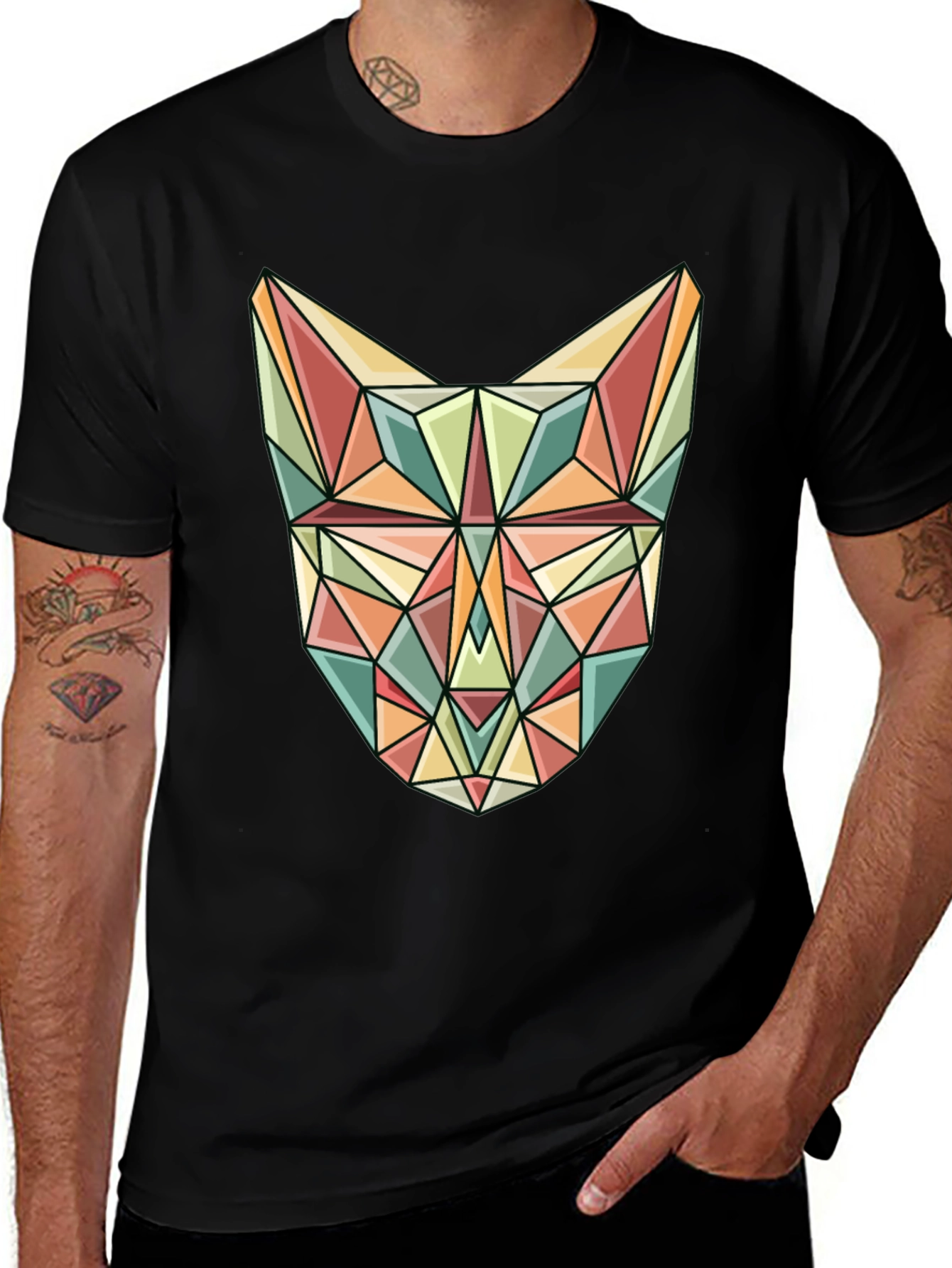 Variant 25 of Geometric Fox Graphic Tee - Modern Art Shirt