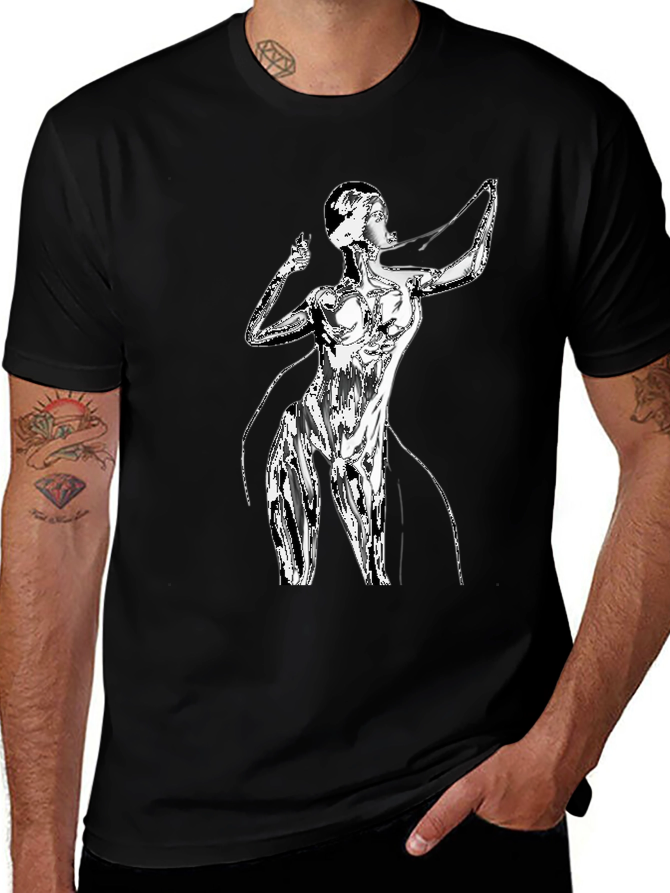 Variant 2 of Abstract Figure Graphic Tee - Black