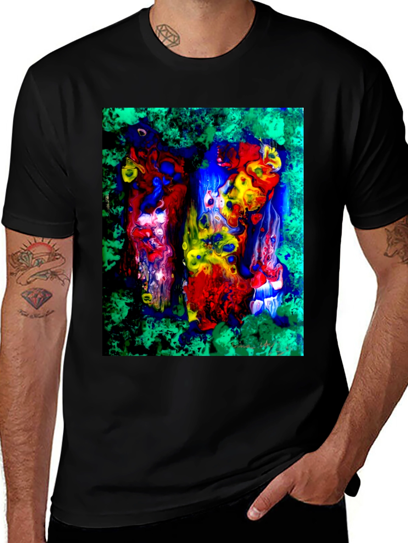 Variant 17 of Abstract Art T-Shirt - Fluid Acrylic Design
