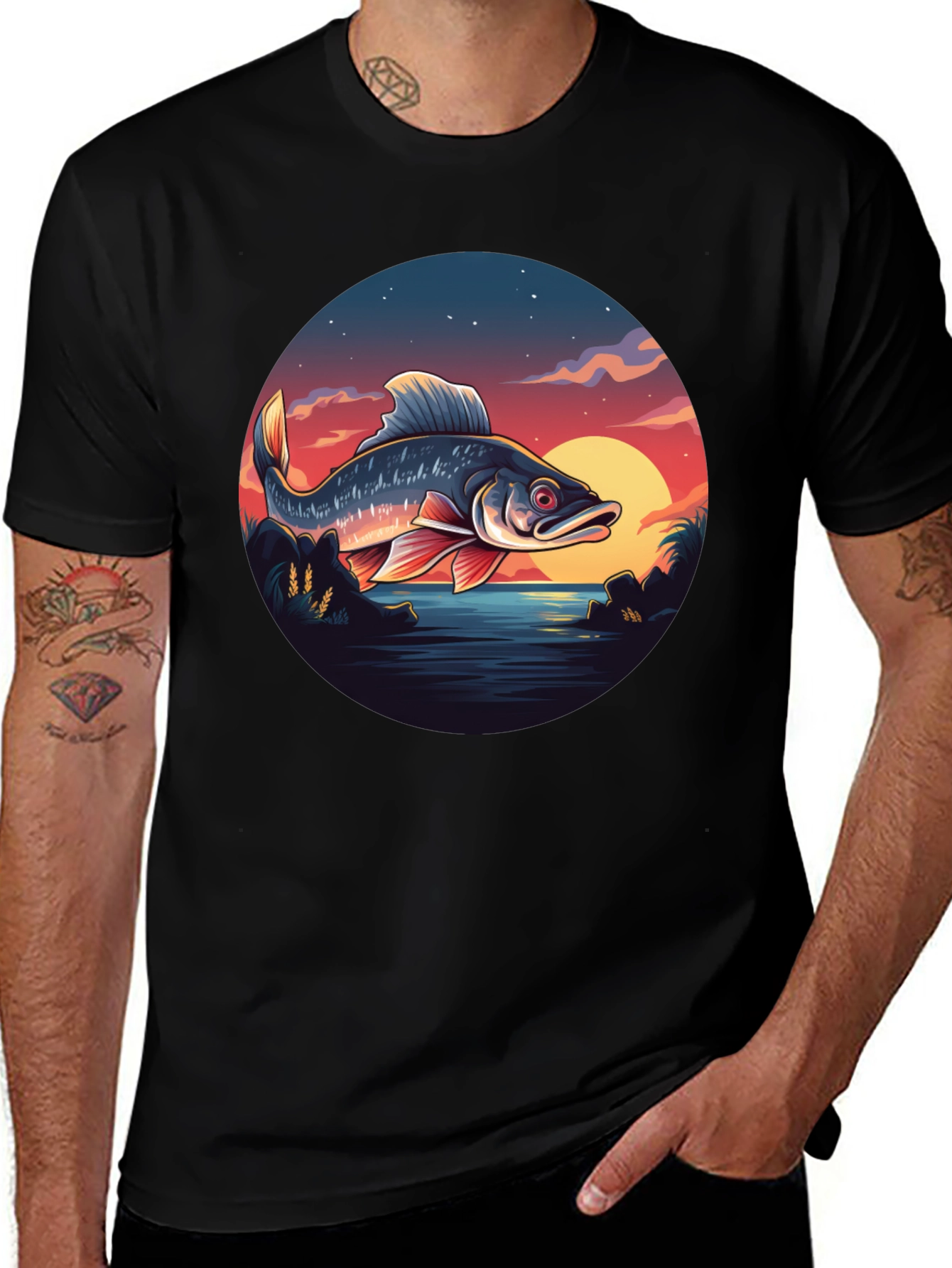 Variant 24 of Fishing Sunset Graphic Tee