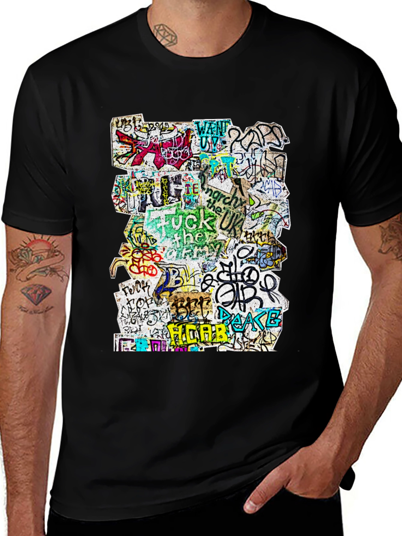 Variant 8 of Graffiti Art Print Black T-Shirt