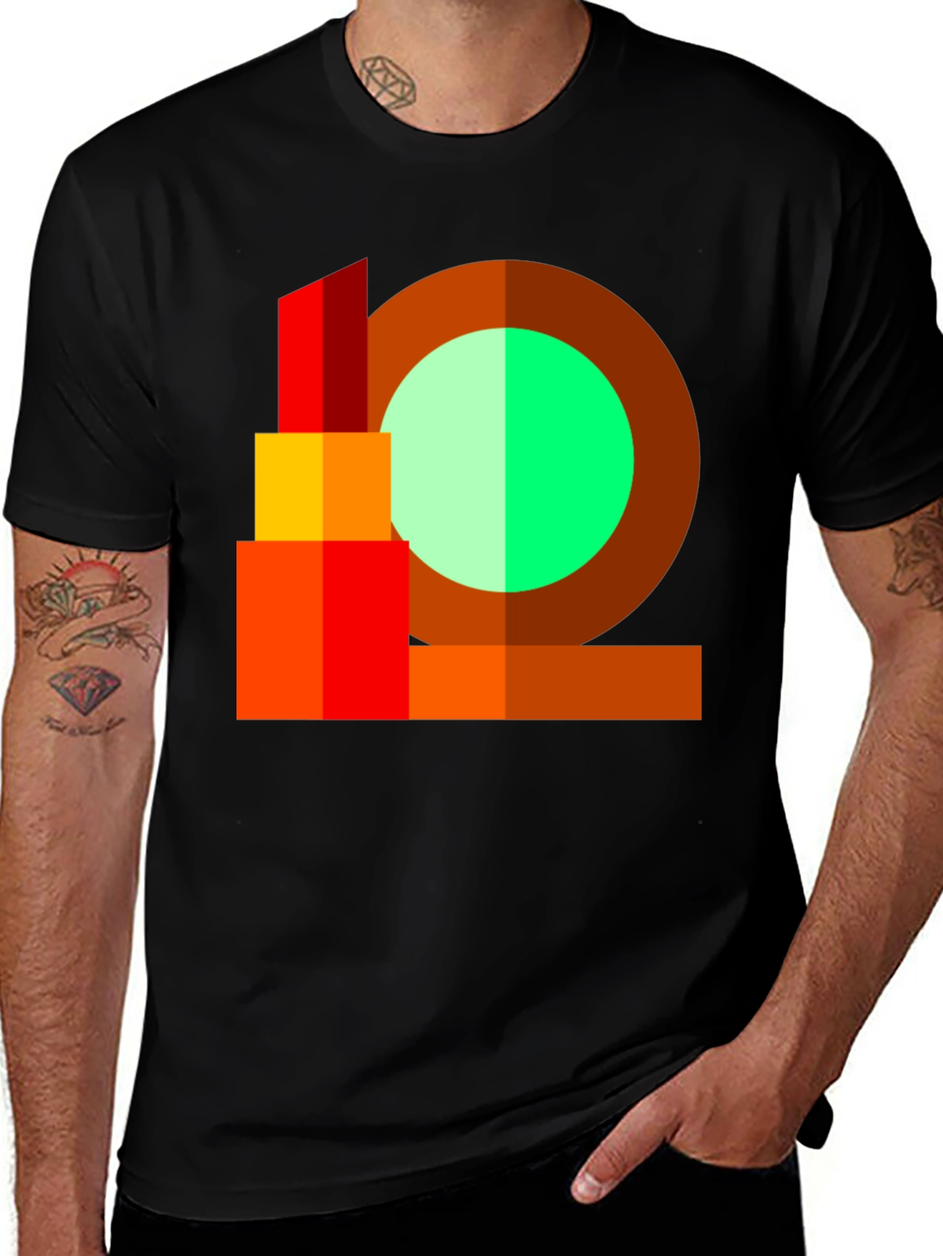 Variant 16 of Abstract Geometric Graphic Print Crew Neck T-Shirt