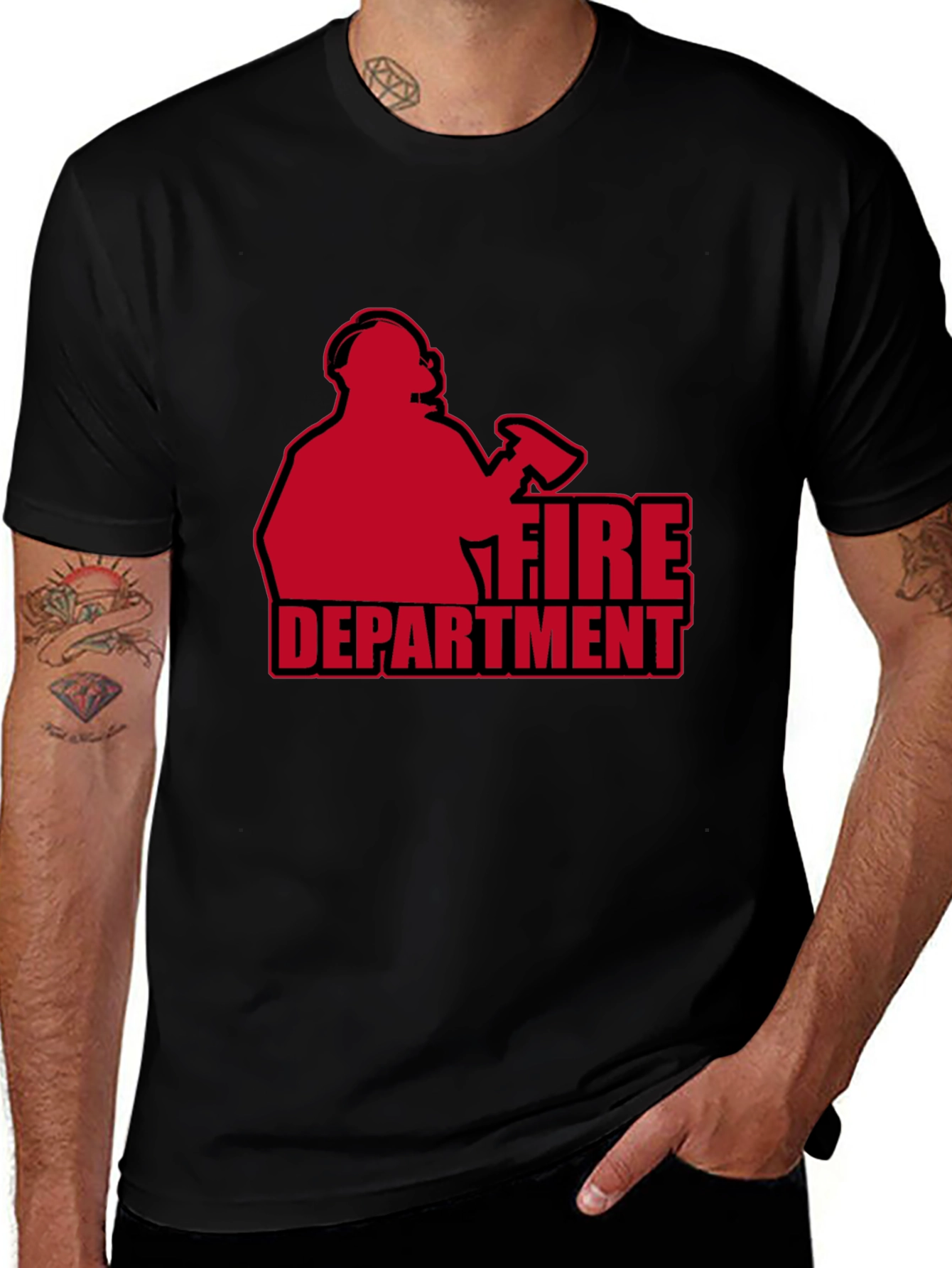 Fire Department T-Shirt - Black Graphic Tee