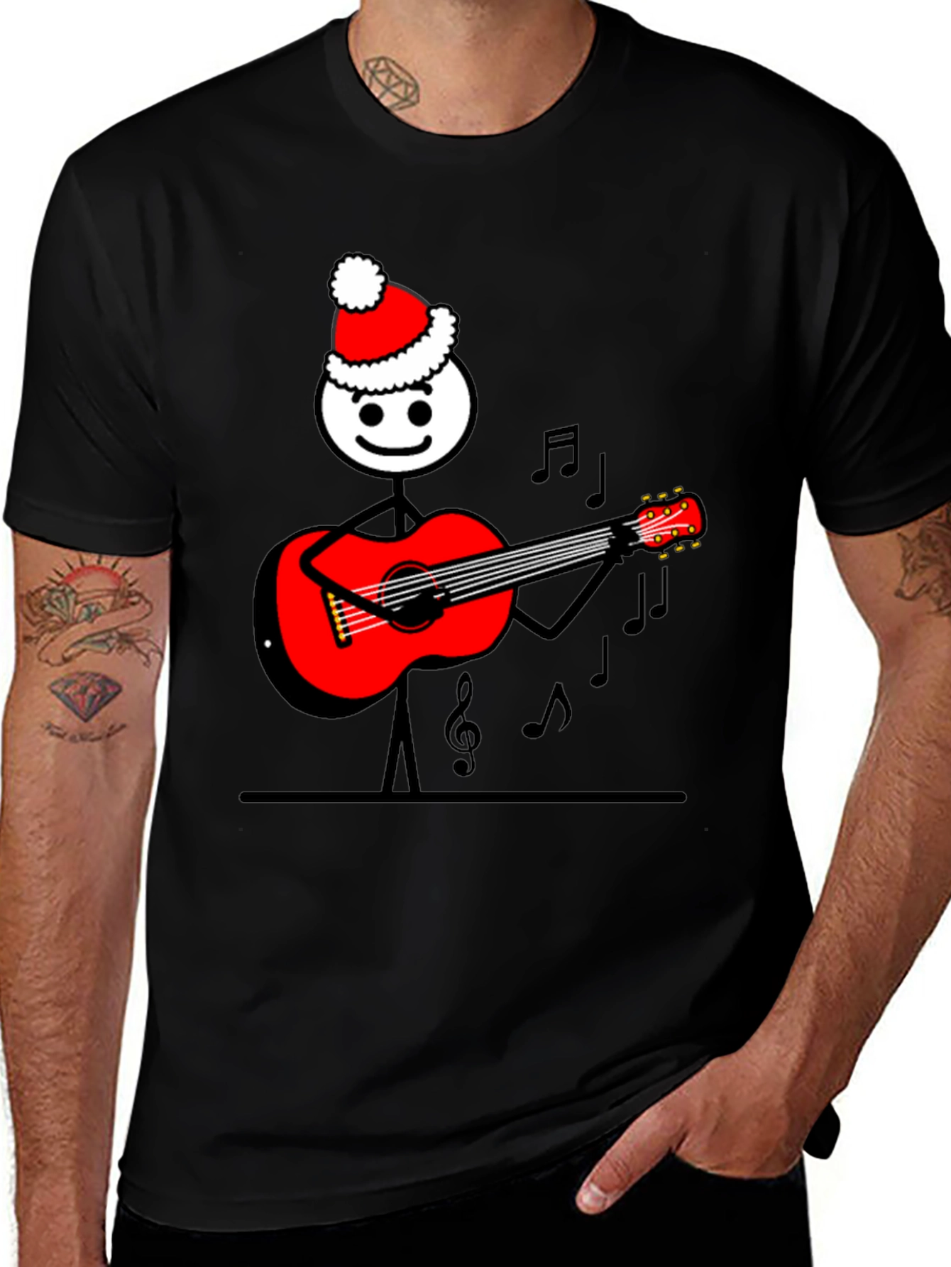 Christmas Guitar Stick Figure T-Shirt