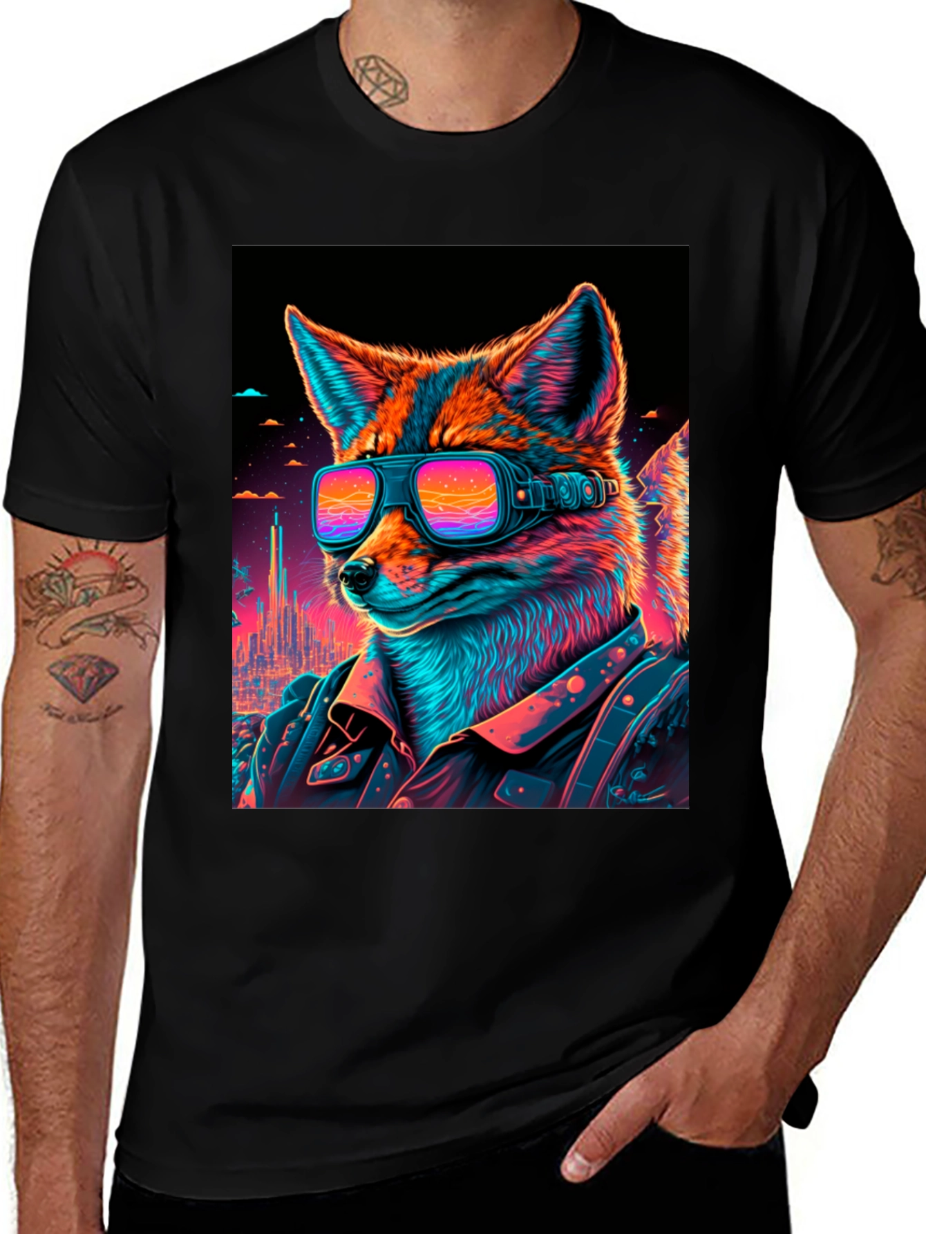 Variant 10 of Cyberpunk Fox Graphic Tee