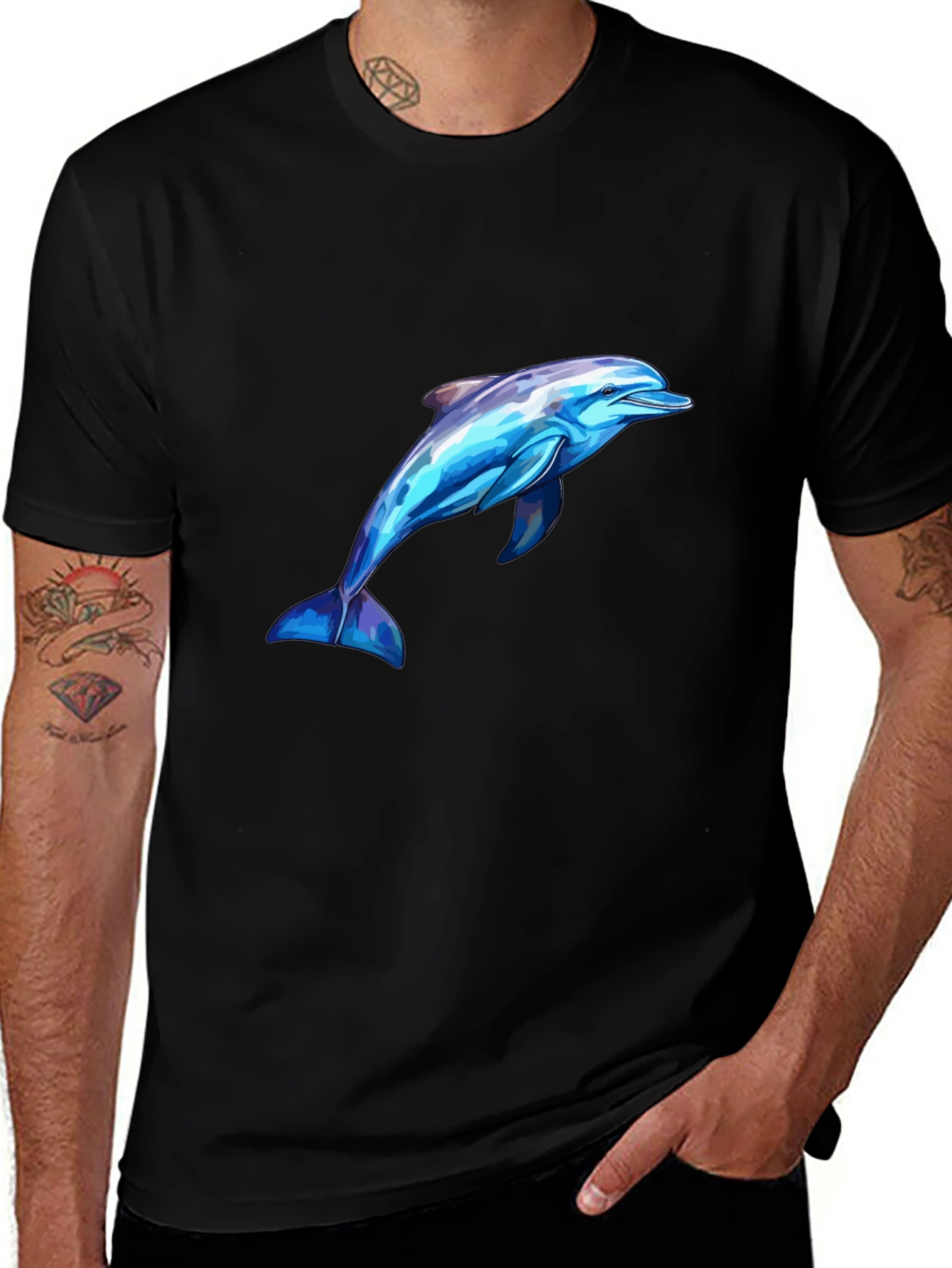 Variant 11 of Men's Black Dolphin Graphic Tee
