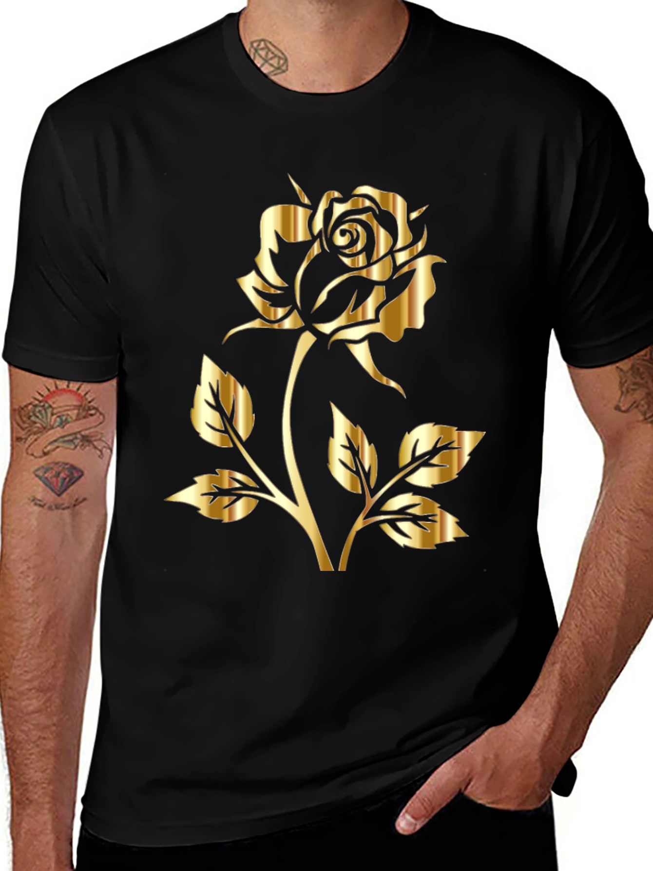 Variant 26 of Gold Rose Graphic T-Shirt - Black