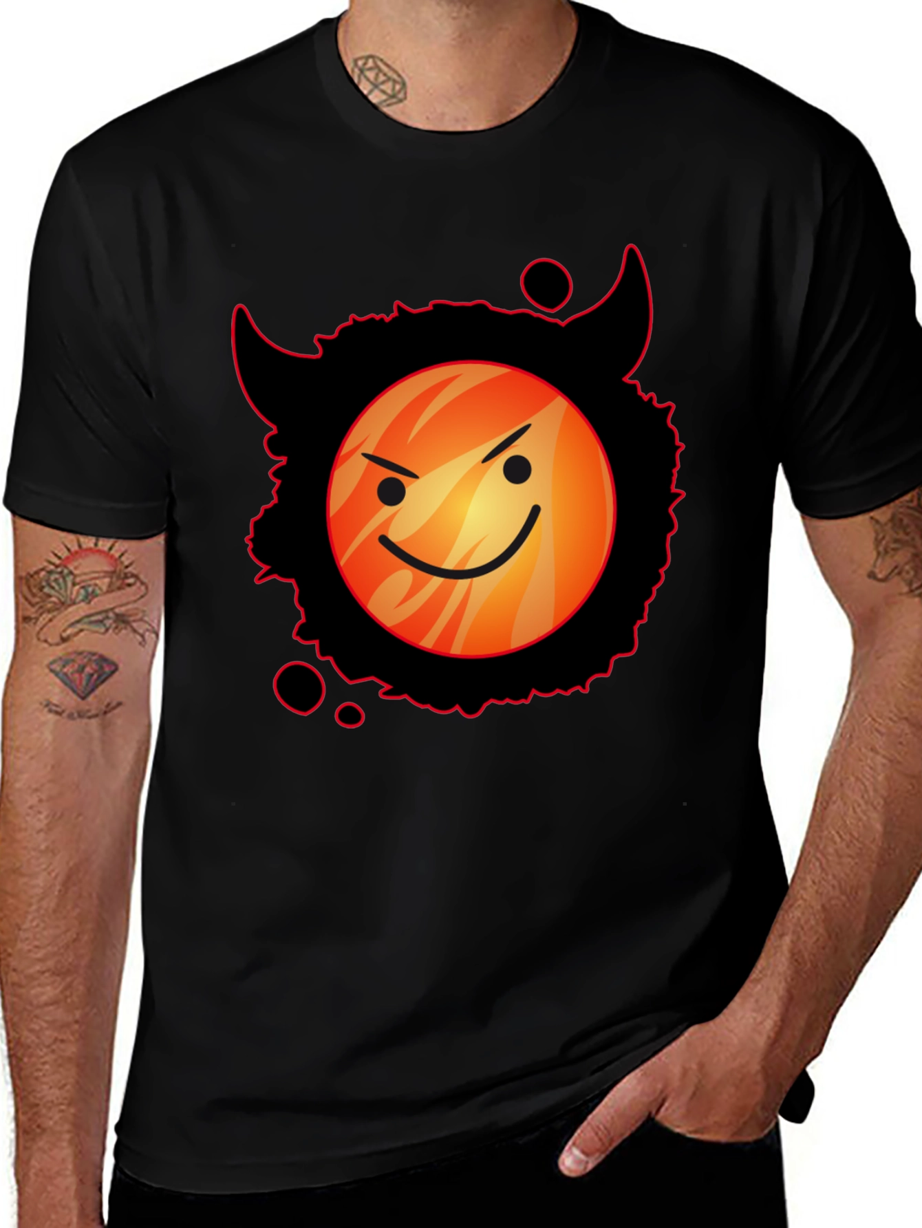 Variant 4 of Devil Emoji Graphic T-Shirt - Black Cotton Tee