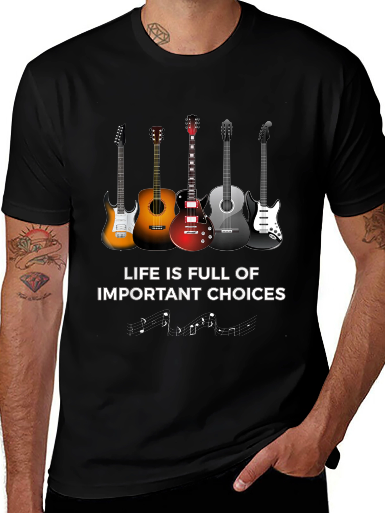 Variant 3 of Guitar Choices Tee: Musician's Graphic T-Shirt