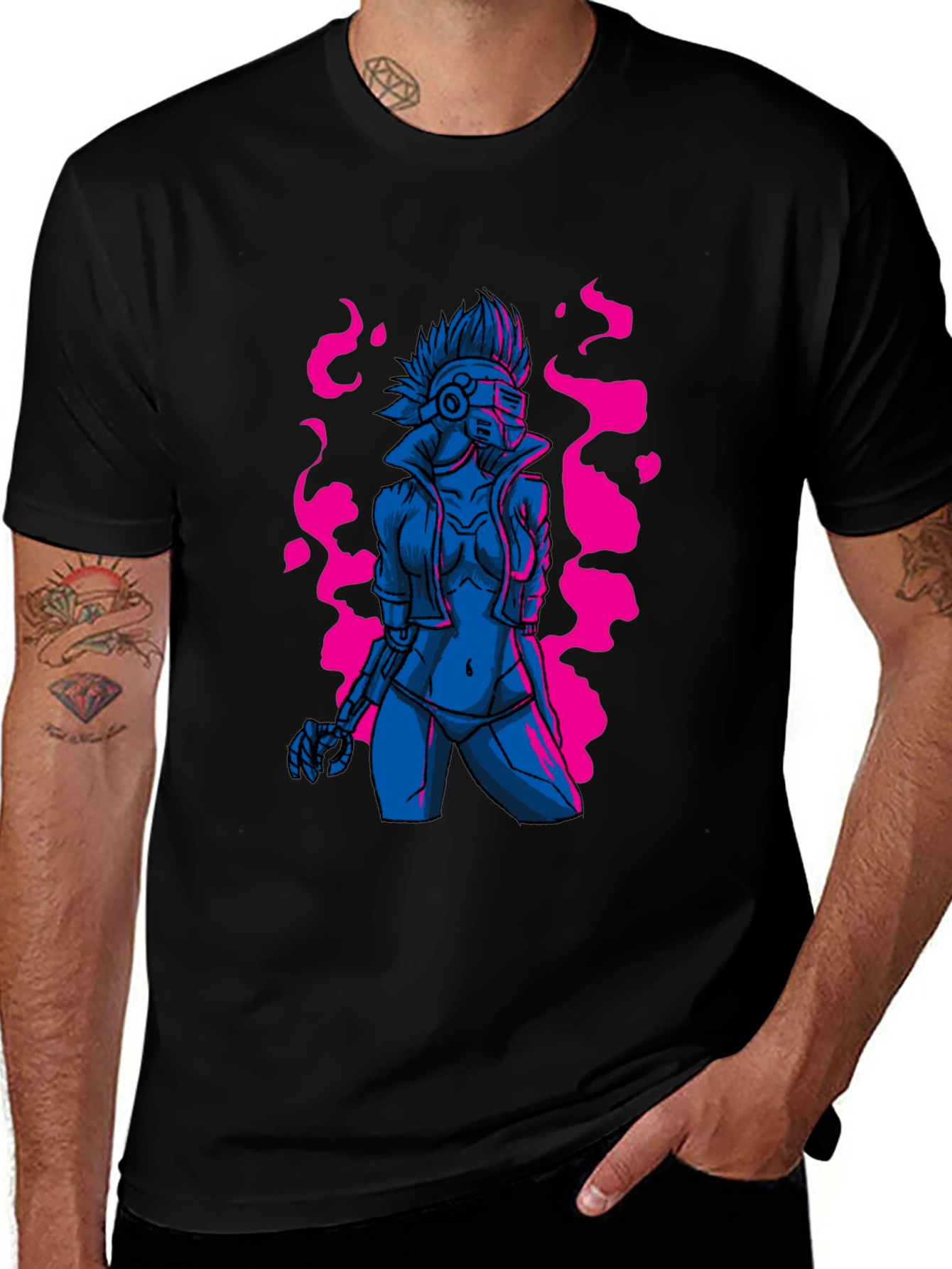 Variant 16 of Cyberpunk Android Graphic Tee - Edgy Sci-Fi Style