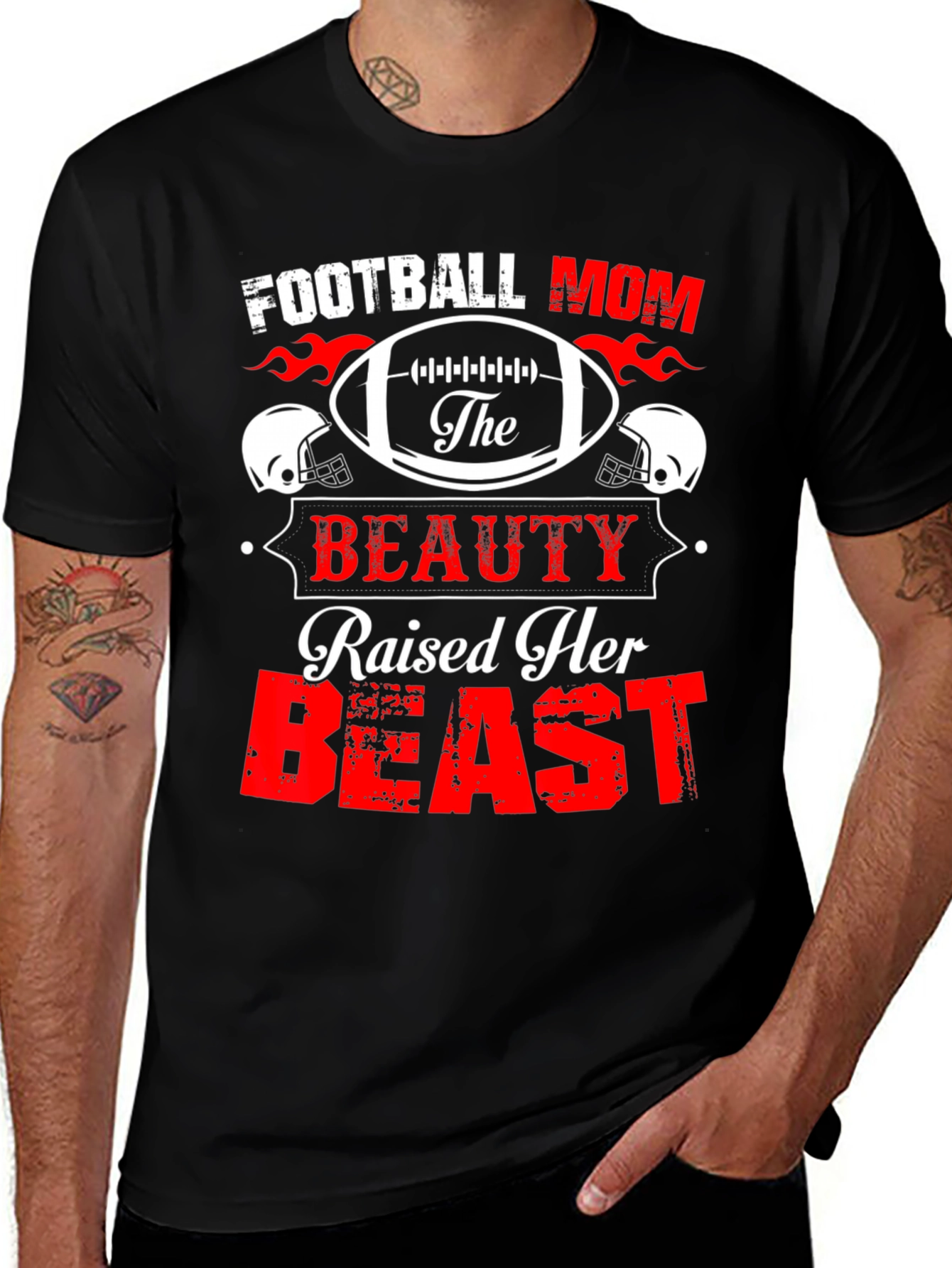 Variant 14 of Football Mom Raised A Beast T-Shirt