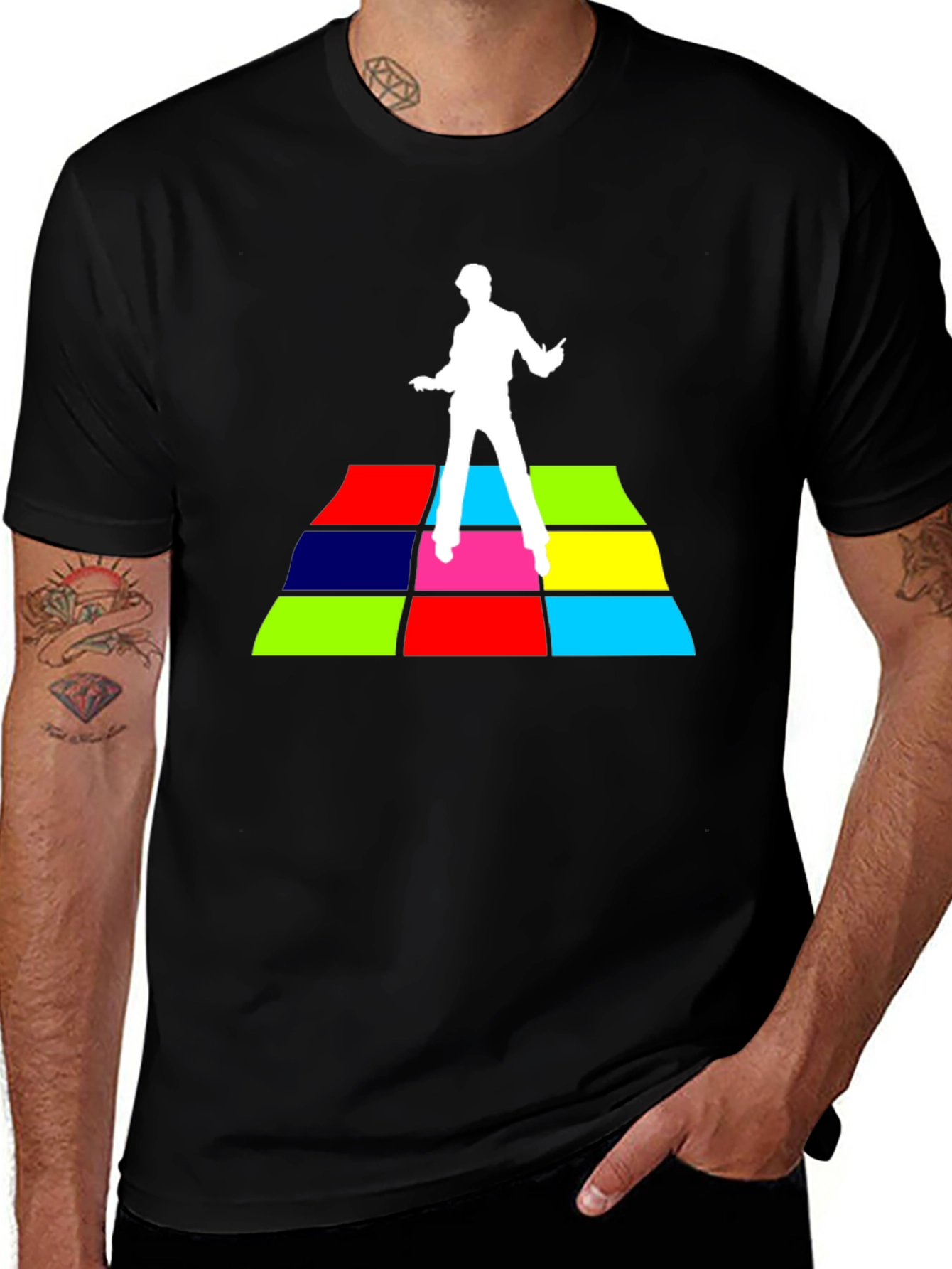 Variant 21 of Retro Disco Fever T-Shirt - Black Cotton Tee