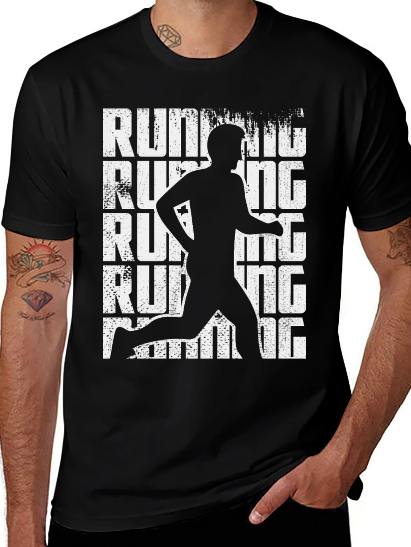 Variant 3 of Running Man Graphic Tee - Black Cotton T-Shirt
