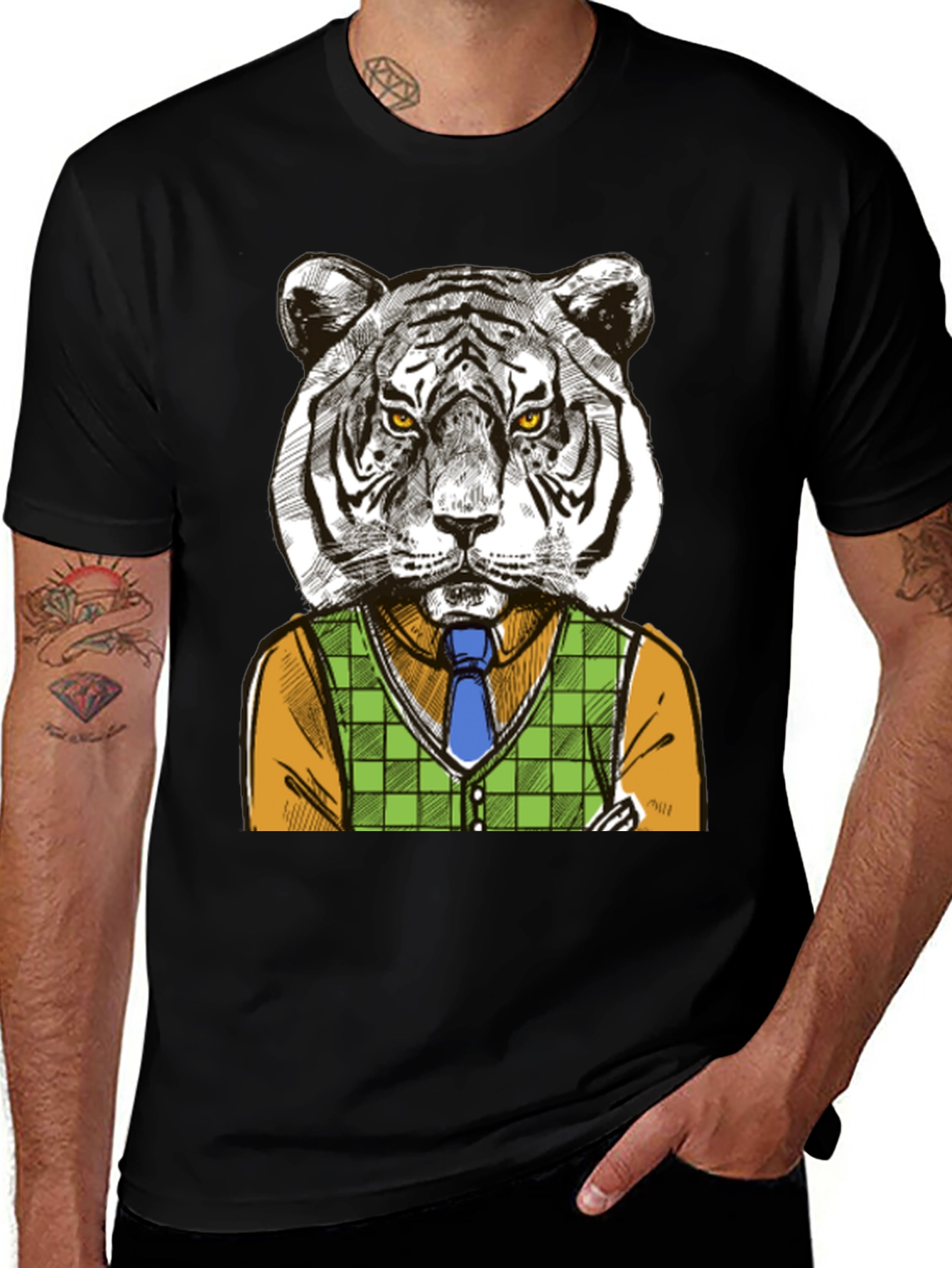 Variant 16 of Tiger Gentleman Graphic T-Shirt - Cool Animal Design