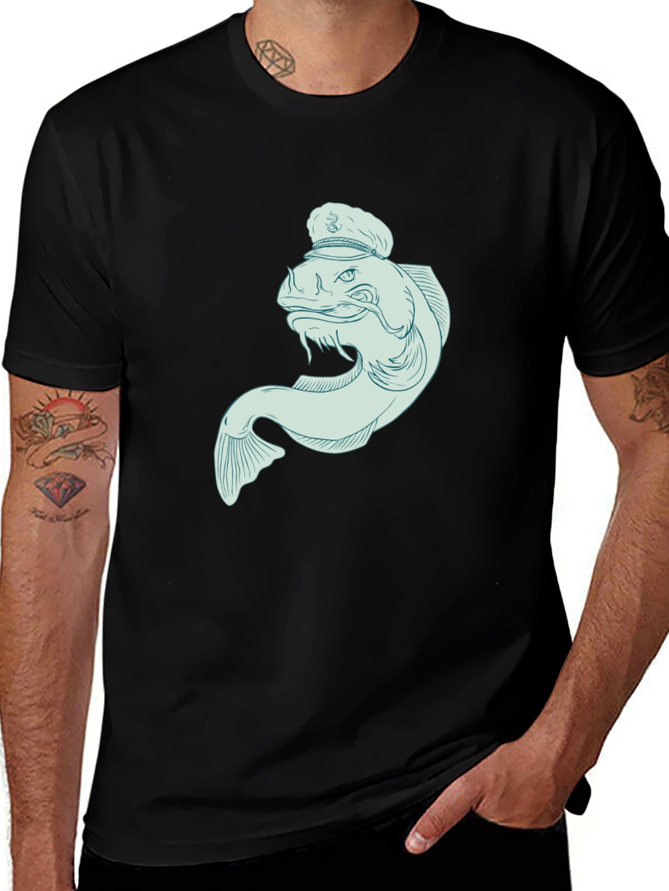 Variant 5 of Fish Captain Graphic Tee