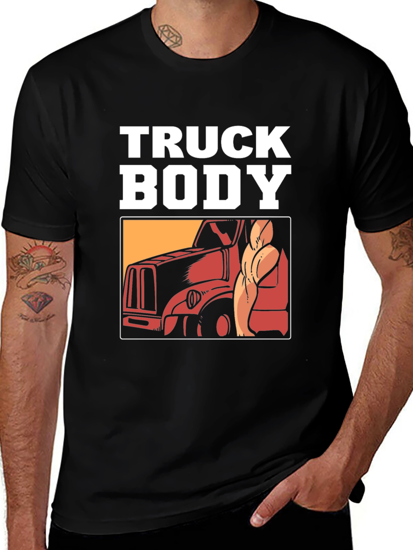 Variant 29 of Truck Body Graphic Tee - Black Cotton T-Shirt