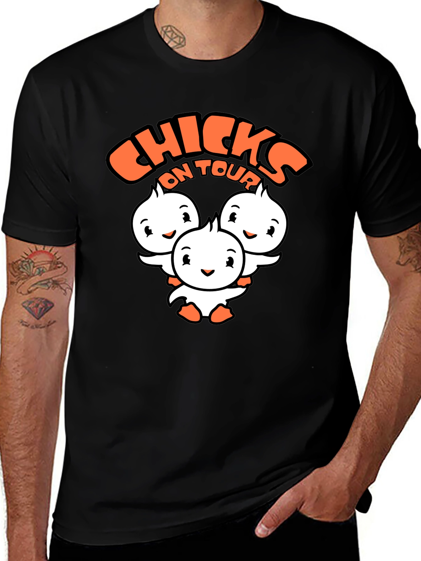 Variant 25 of Chicks On Tour Graphic Tee - Black Cotton T-Shirt