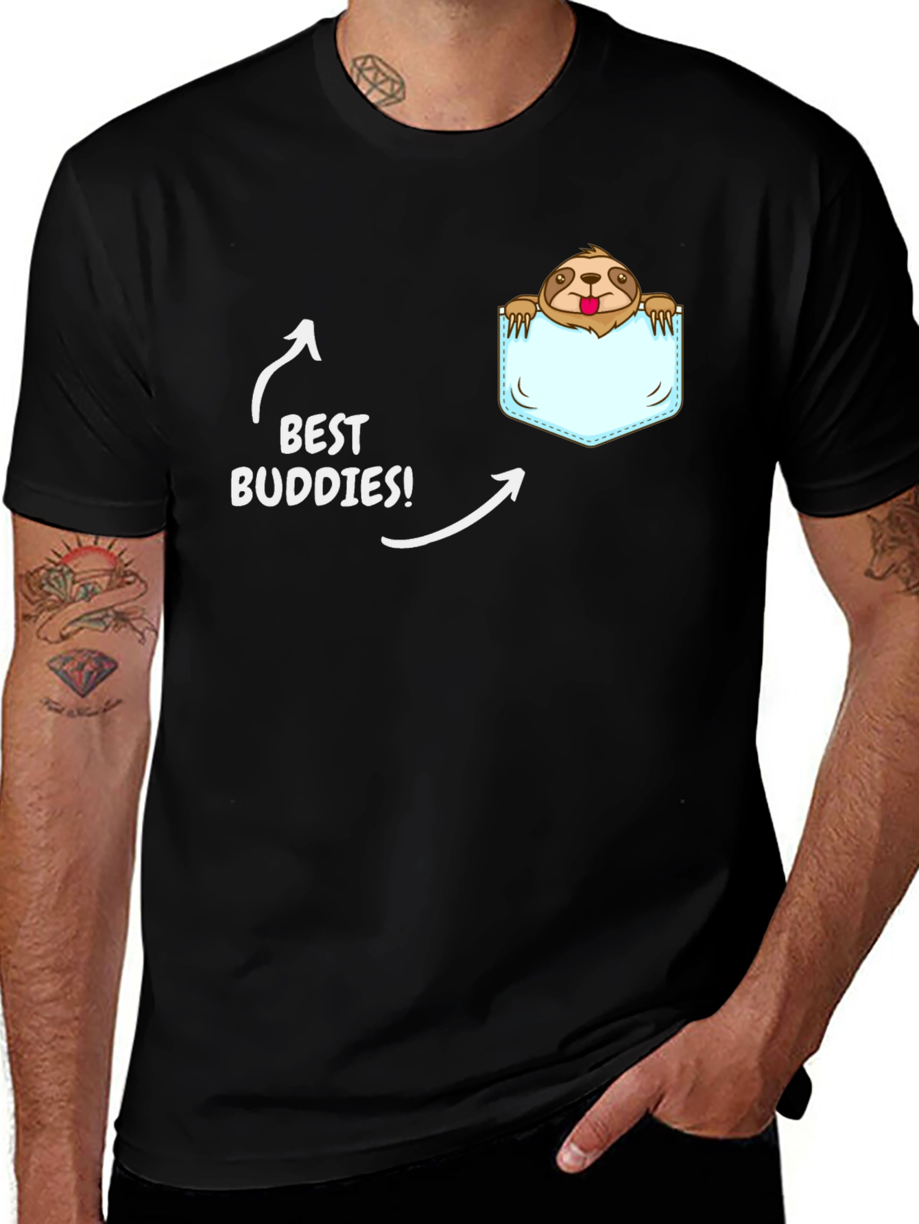 Variant 11 of Best Buddies Sloth Pocket T-Shirt - Cute Animal Tee