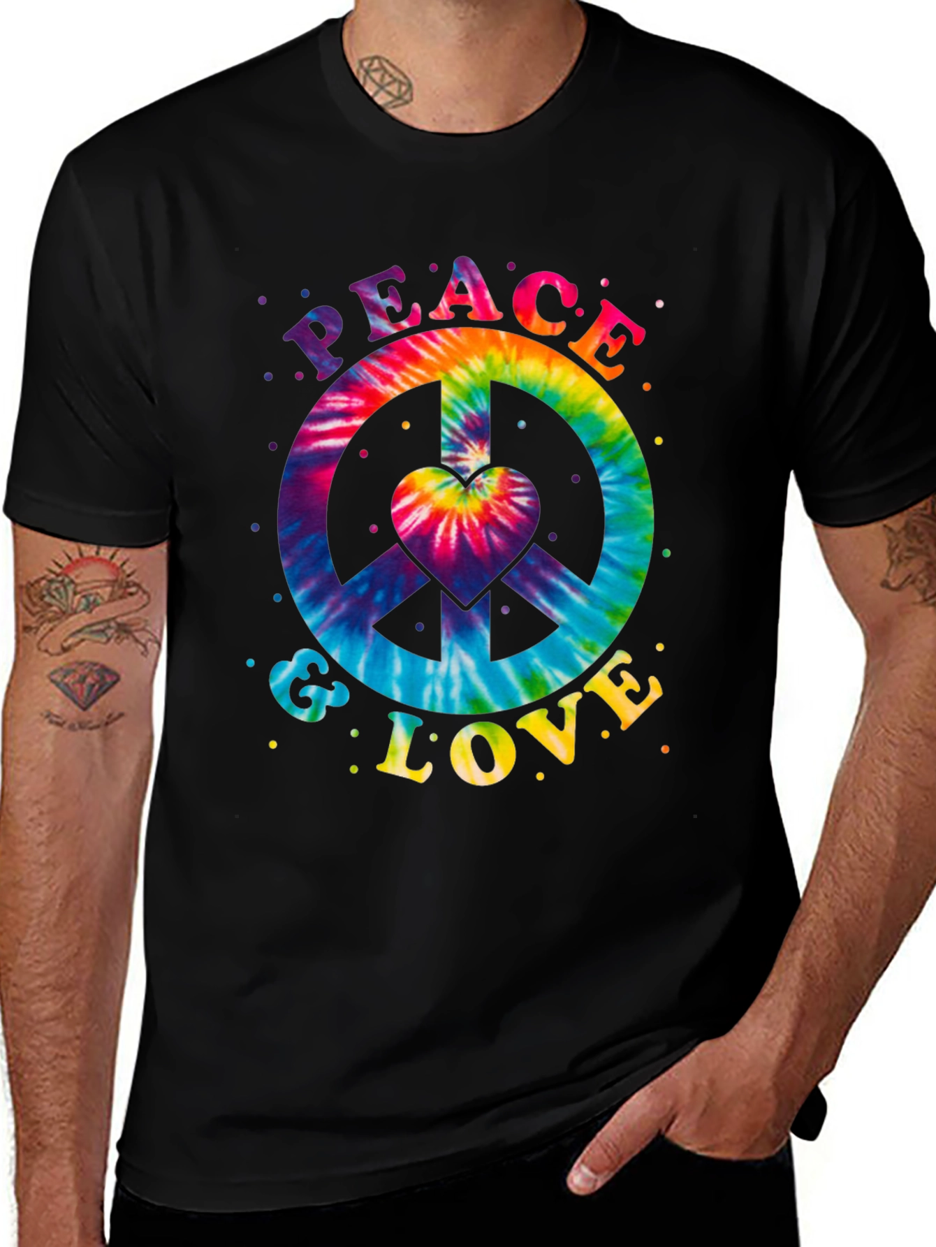 Variant 4 of Peace & Love Tie-Dye Graphic Tee