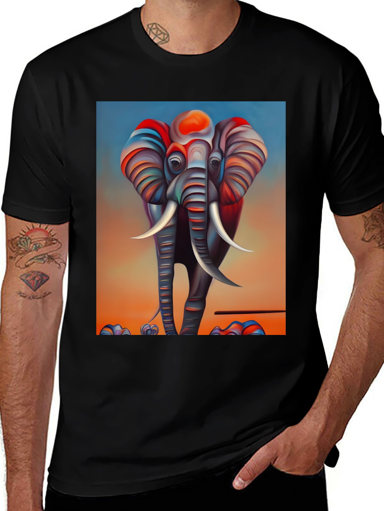 Variant 10 of Artistic Elephant Graphic Tee - Unique Design