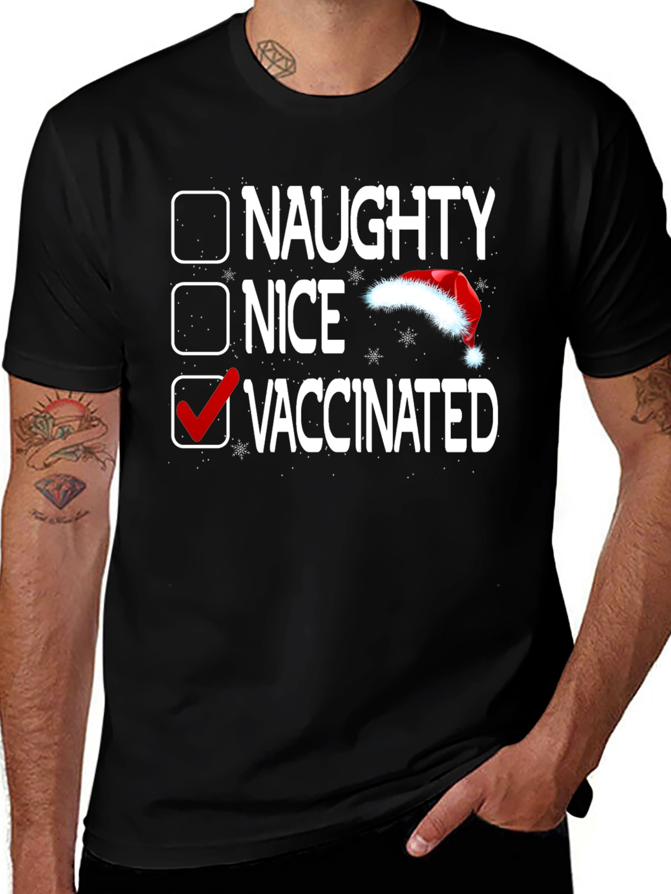 Naughty Nice Vaccinated Christmas T-Shirt