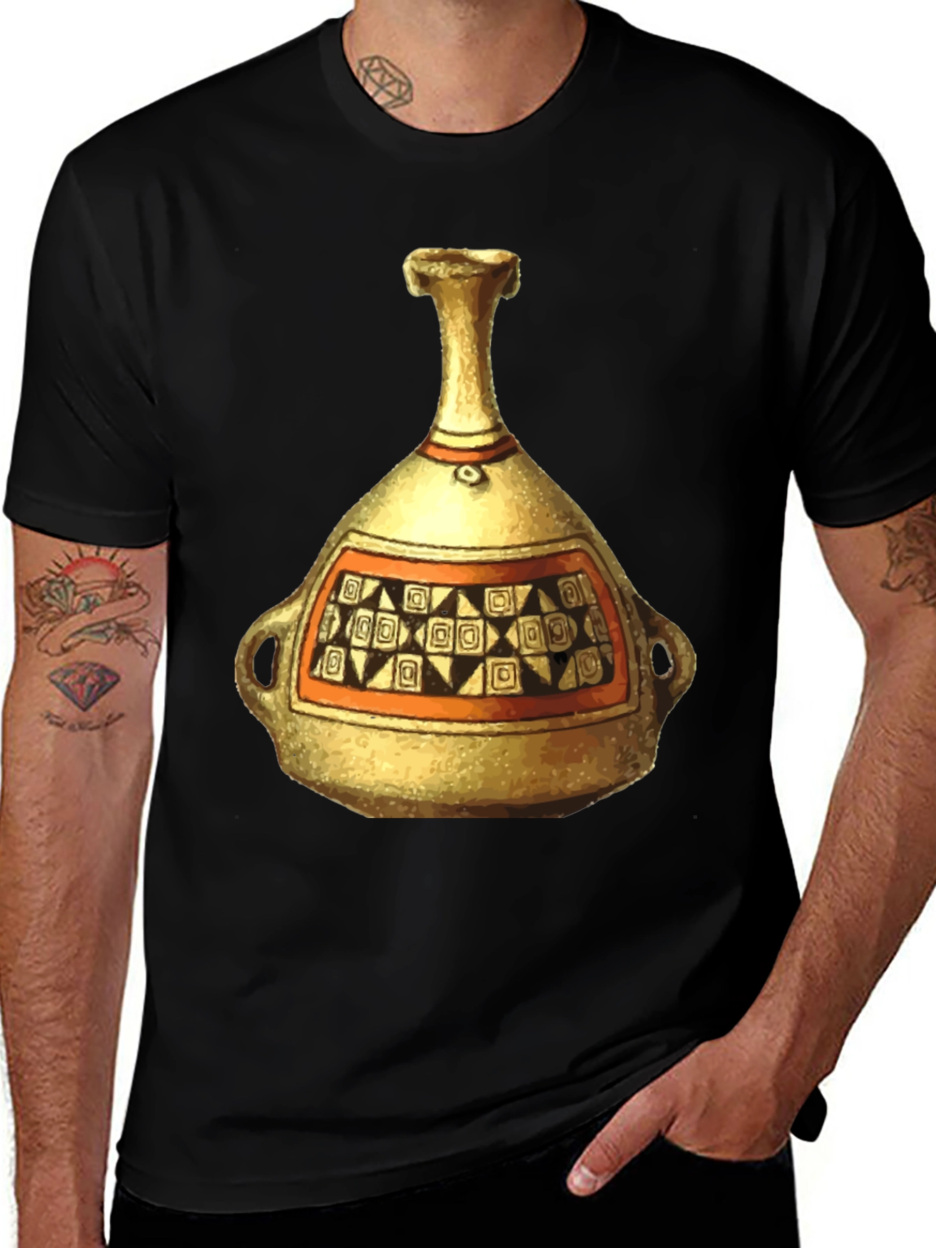 Variant 25 of Ancient Vase Graphic Tee - Stylish Black T-Shirt