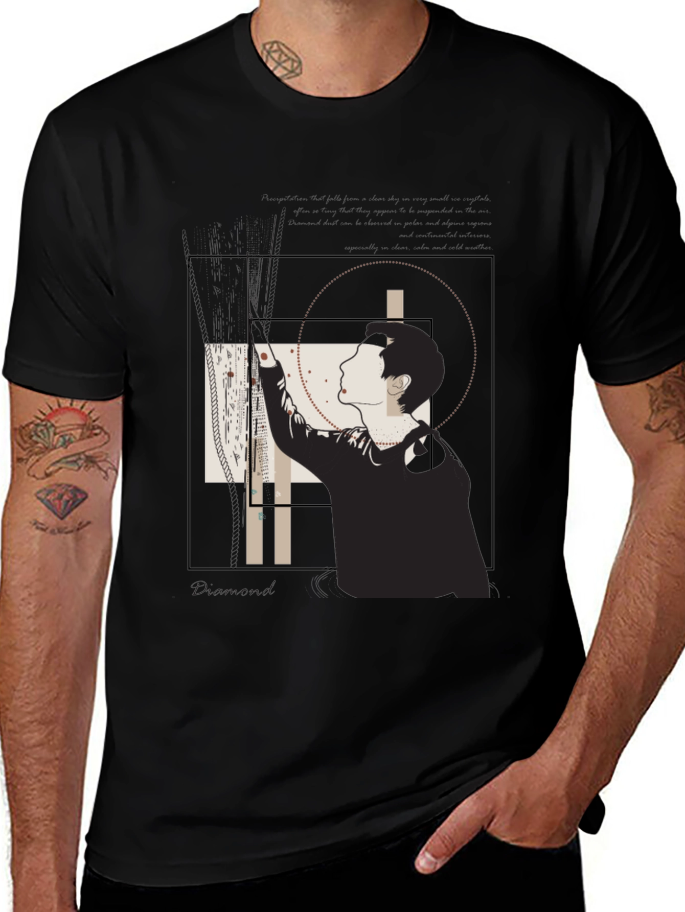 Black Geometric Graphic Black T-Shirt main image