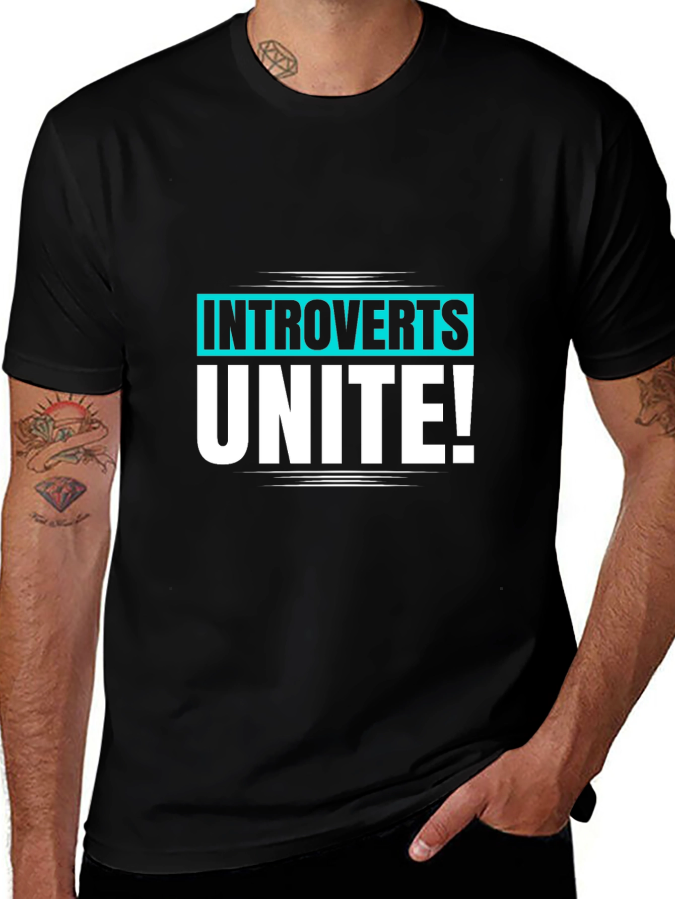 Variant 16 of Introverts Unite! Black Graphic Tee