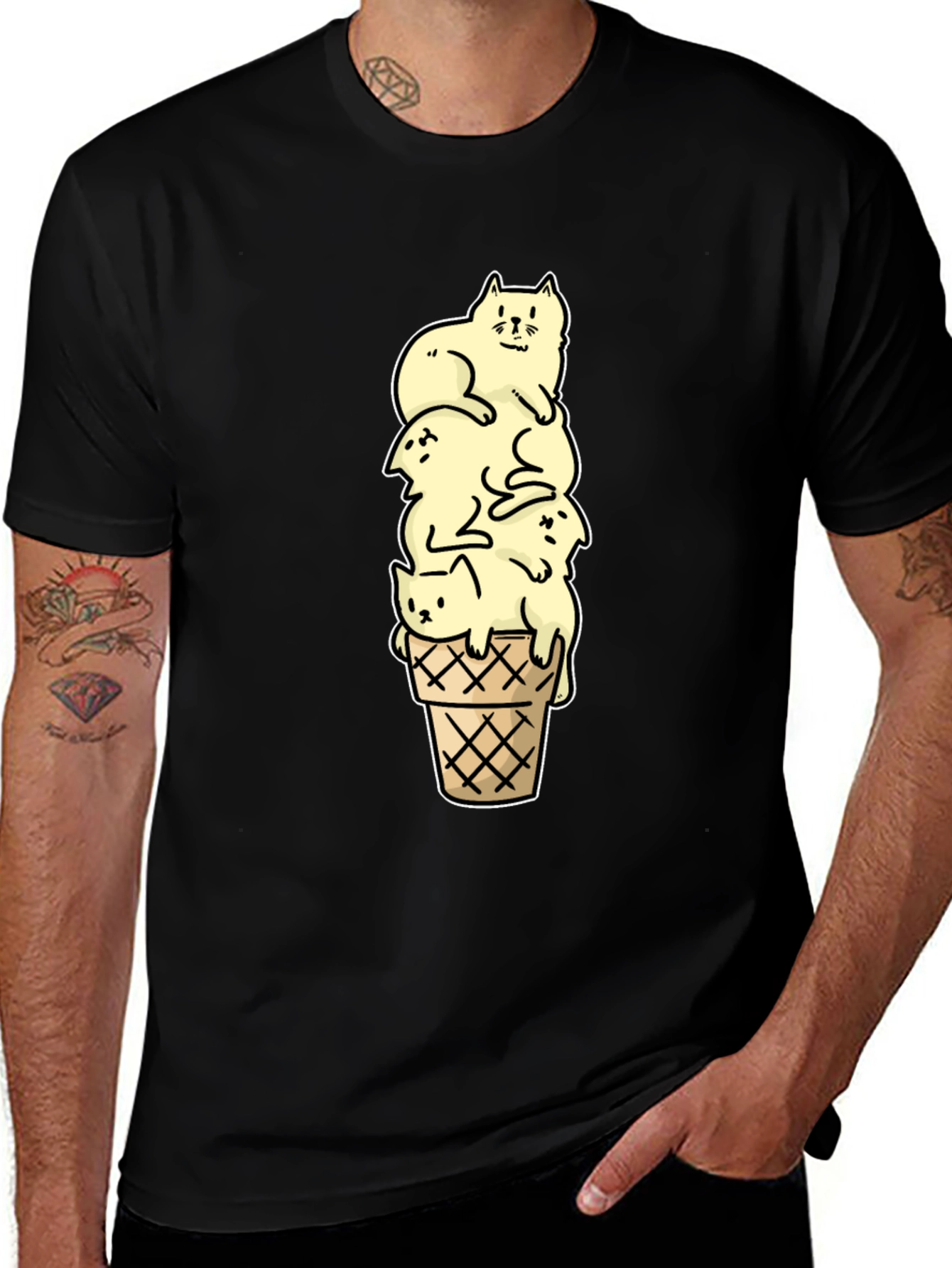 Variant 13 of Cat Ice Cream T-Shirt - Unique Graphic Tee
