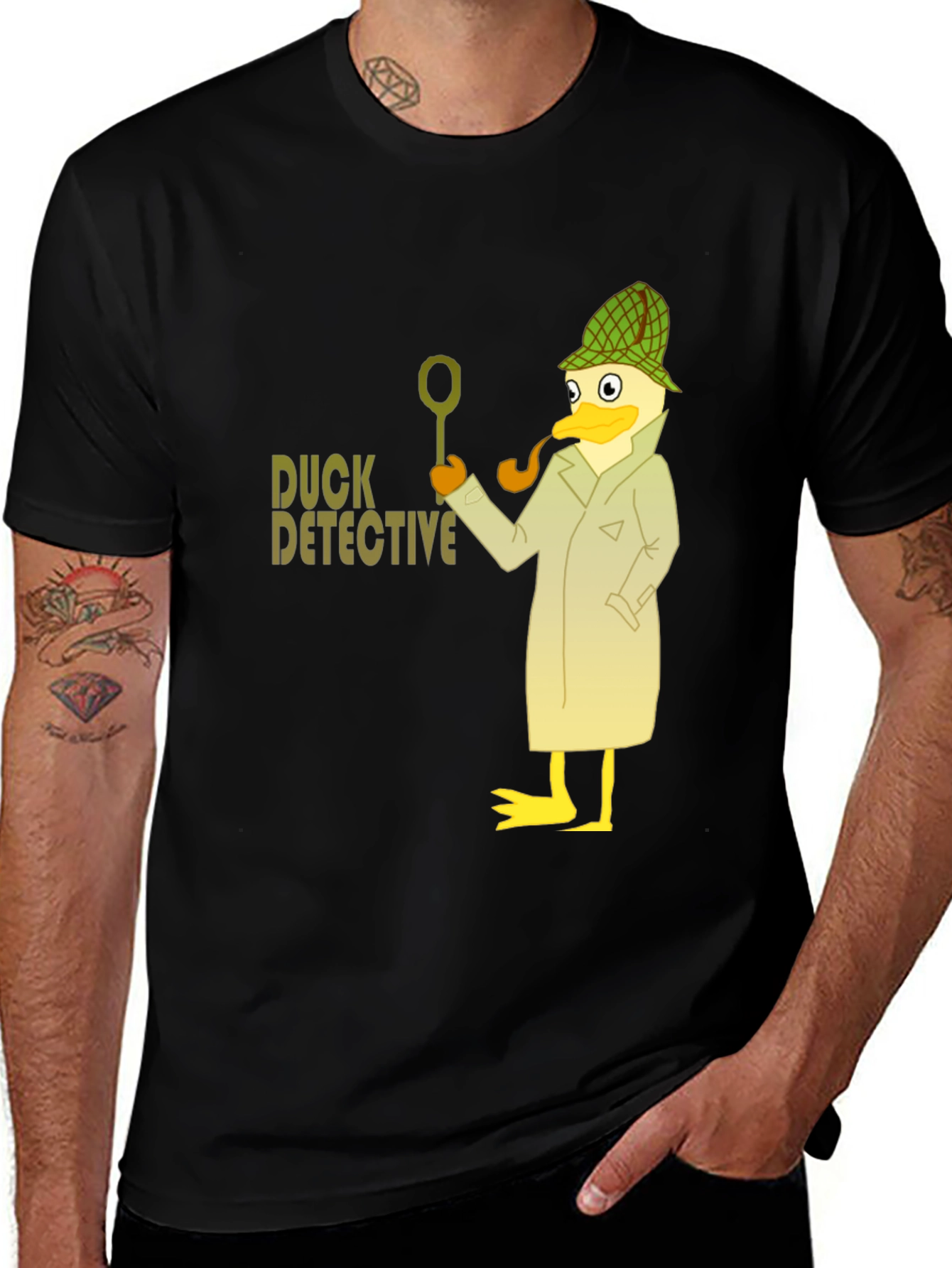 Variant 21 of Duck Detective Graphic T-Shirt - Black Cotton Tee