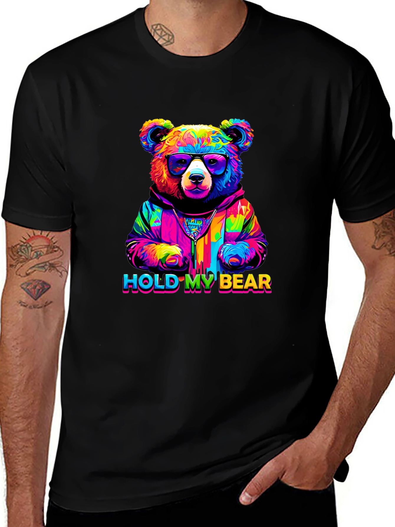 Hold My Bear Colorful Graphic T-Shirt