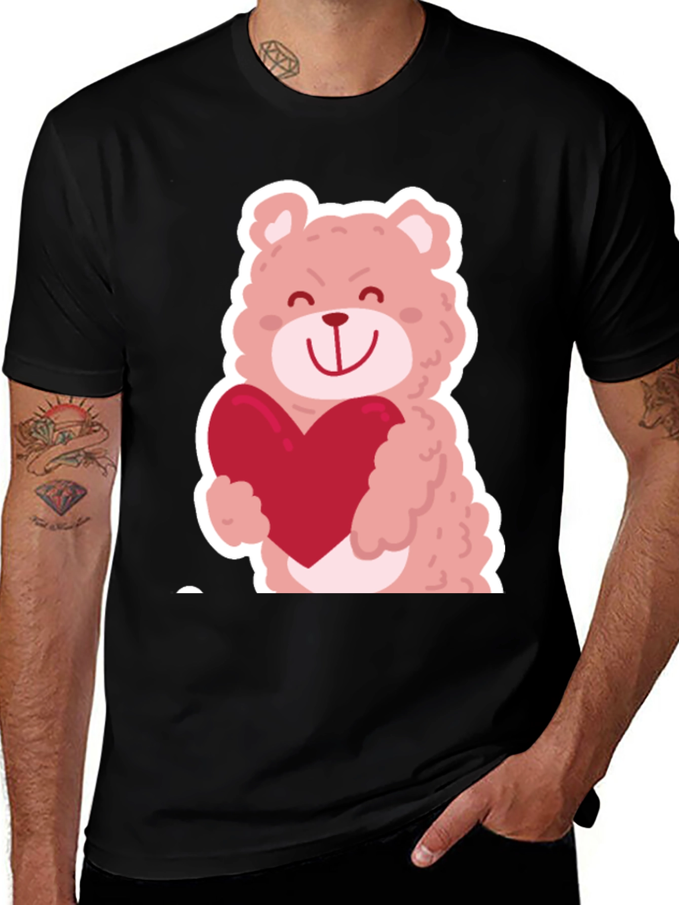 Variant 11 of Bear Hug Heart Graphic Tee - Black