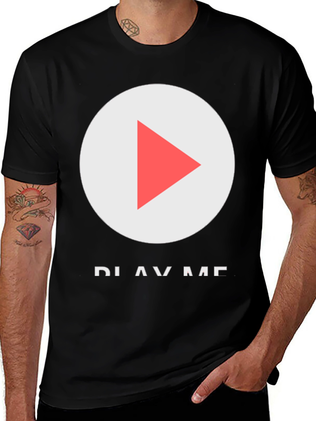 Play Me Graphic Tee - Black Cotton T-Shirt