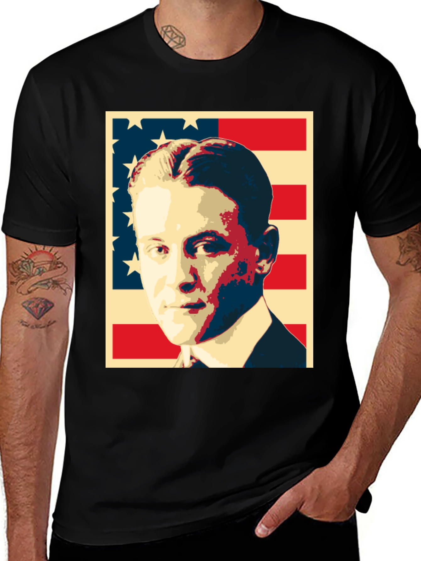 Variant 11 of Vintage American Flag Man Graphic Tee