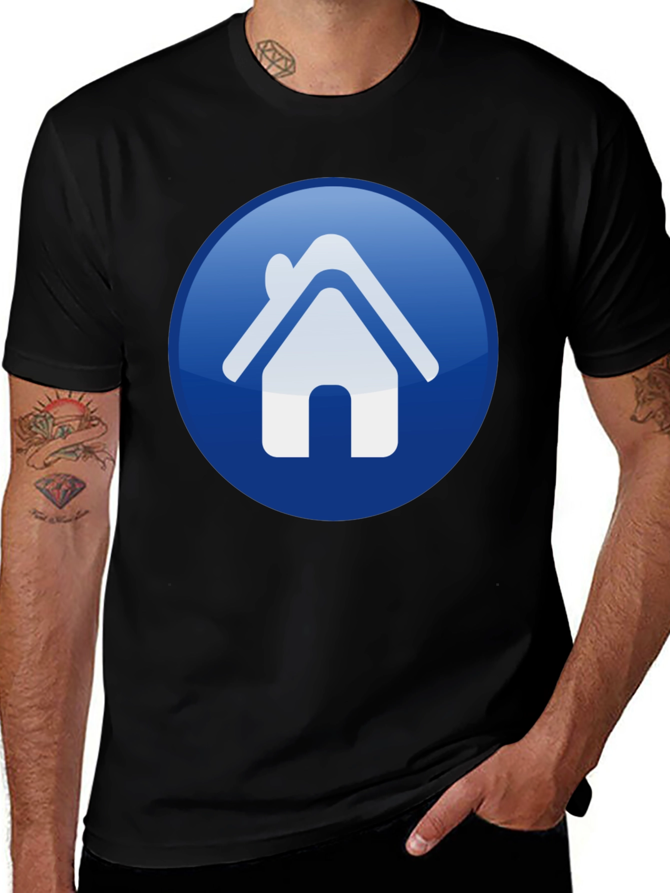 Variant 26 of Home Icon Graphic Print Black T-Shirt