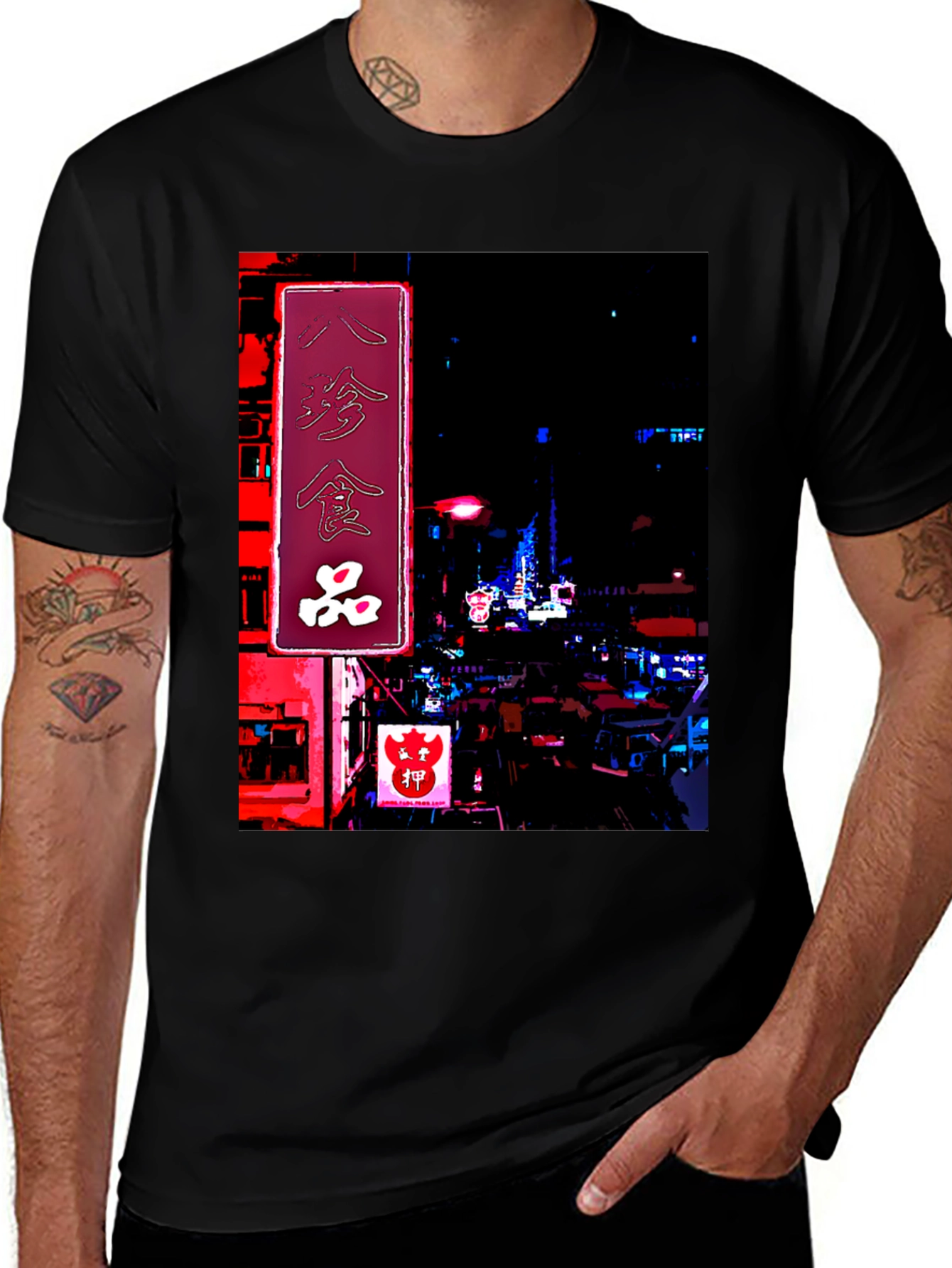 Variant 22 of Neon Cityscape Graphic Tee - Urban Style