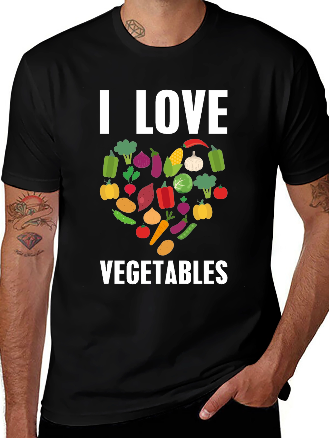 Variant 12 of I Love Vegetables Graphic Tee - Vegan Shirt