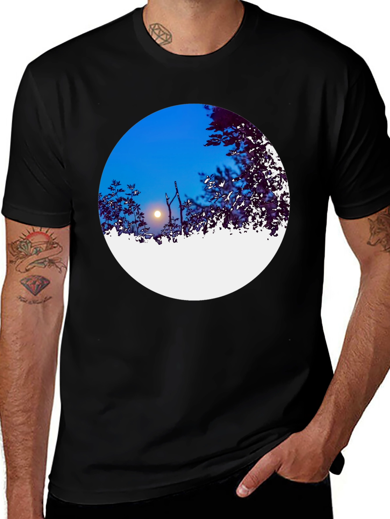 Variant 6 of Night Sky Circle Graphic Tee - Black
