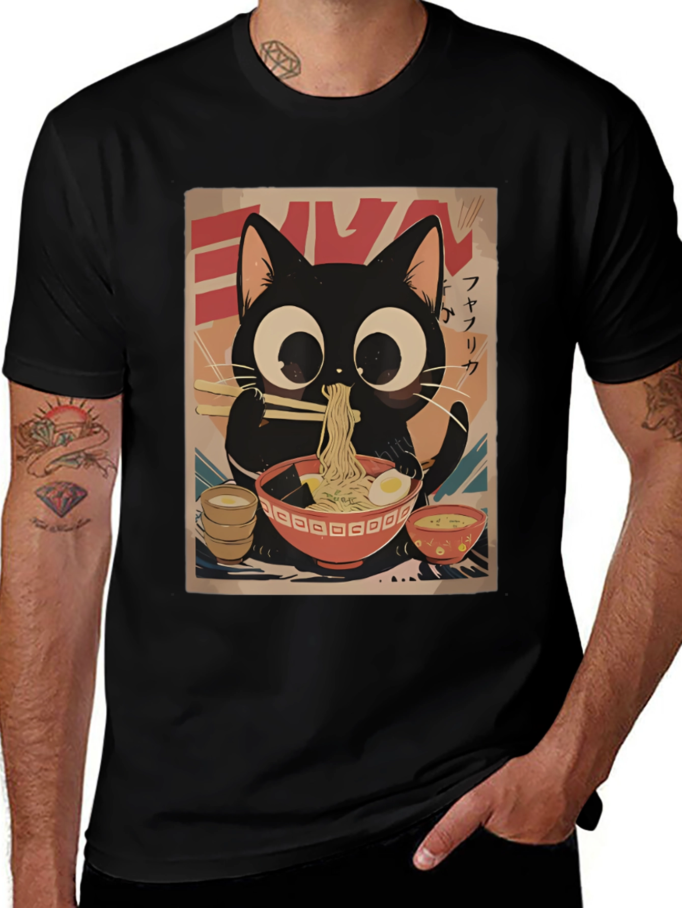 Variant 22 of Cute Cat Ramen Graphic T-Shirt