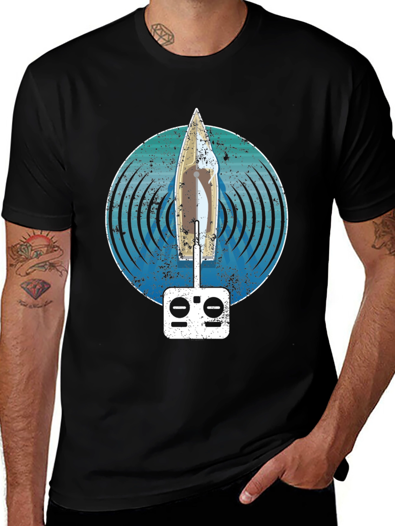 Variant 16 of RC Sailboat T-Shirt: Nautical Remote Control Design