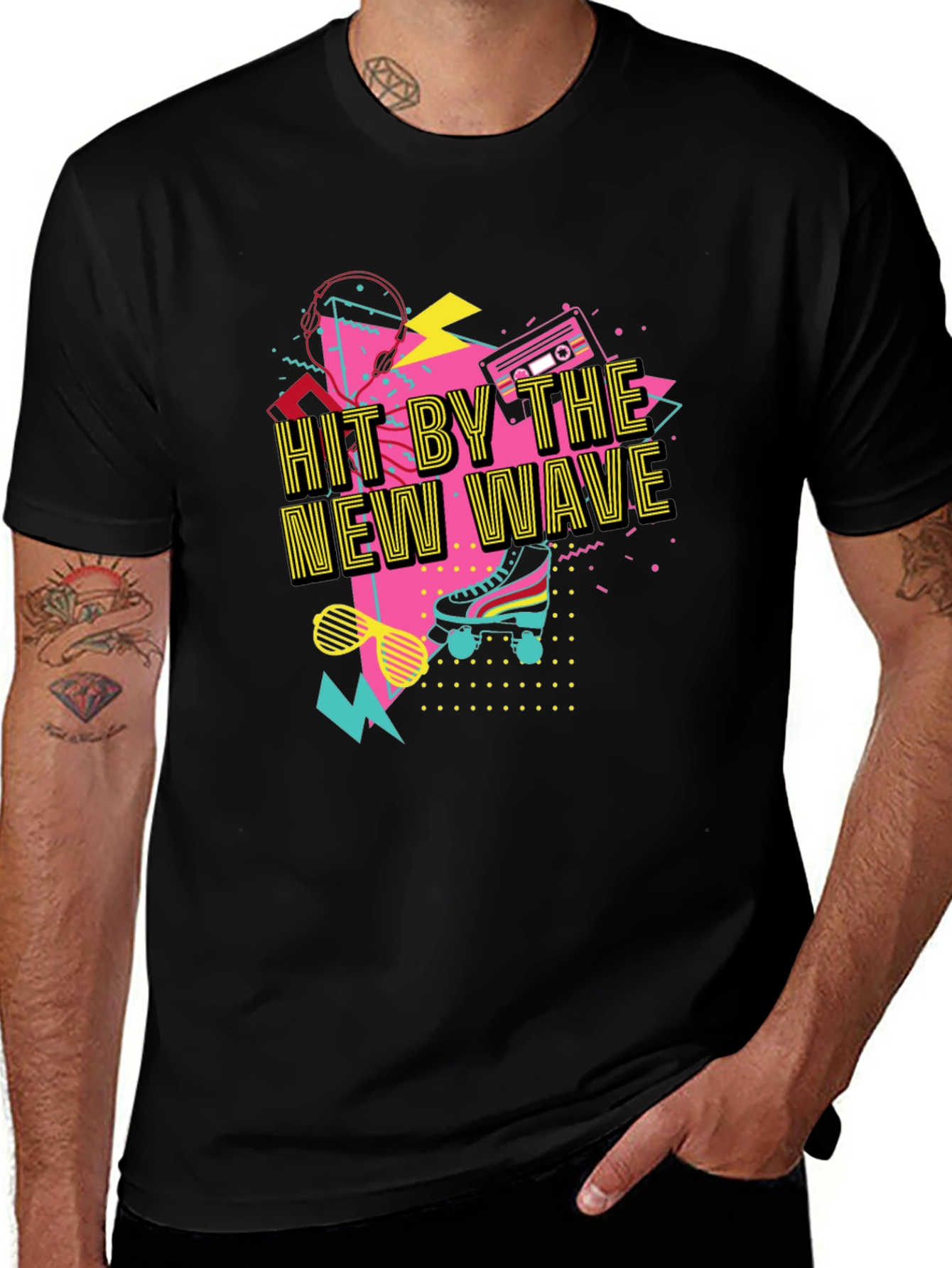 Variant 22 of Hit By The New Wave Retro 80s T-Shirt